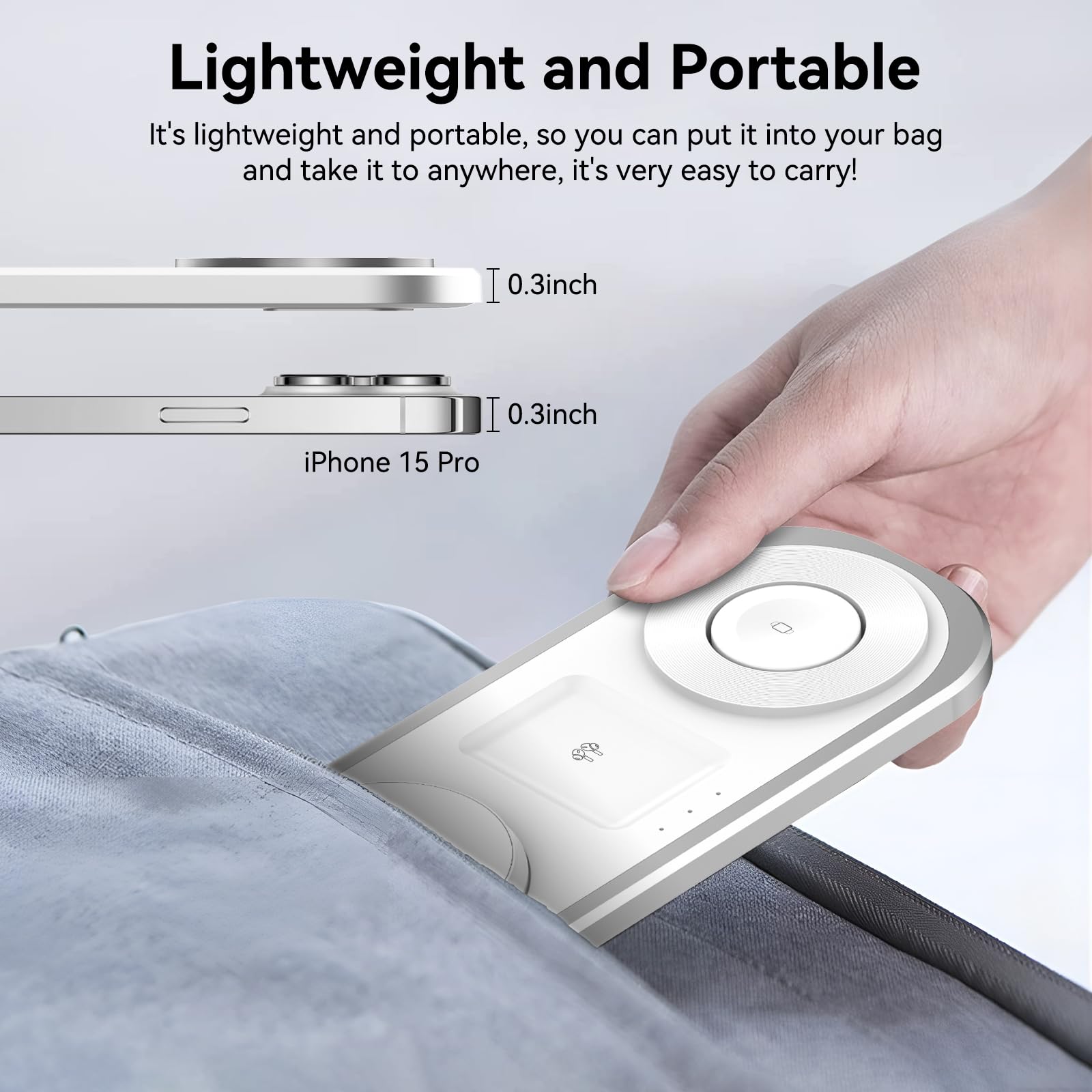 Cargador inalámbrico 3 en 1, estación de Carga Plegable para Magsafe para iPhone 16/15/14/13/12/Pro MAX/Pro/Mini/Plus, para Apple Watch 10/9/8/7/SE/6/5/4/3/2/1/Ultra2/Ultra, para AirPods pro/2/3/4
