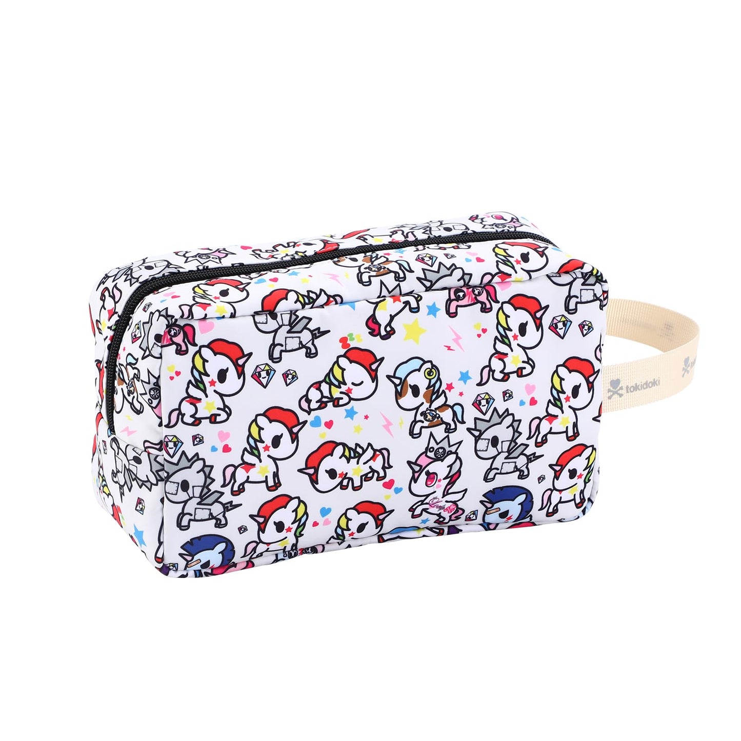 Tokidoki Unicorno Bolsa de maquillaje de viaje para mujer, bonita bolsa de cosméticos de gran capacidad, bolsa de artículos de cambiador portátil de dibujos animados para viajes, trabajo, oficina