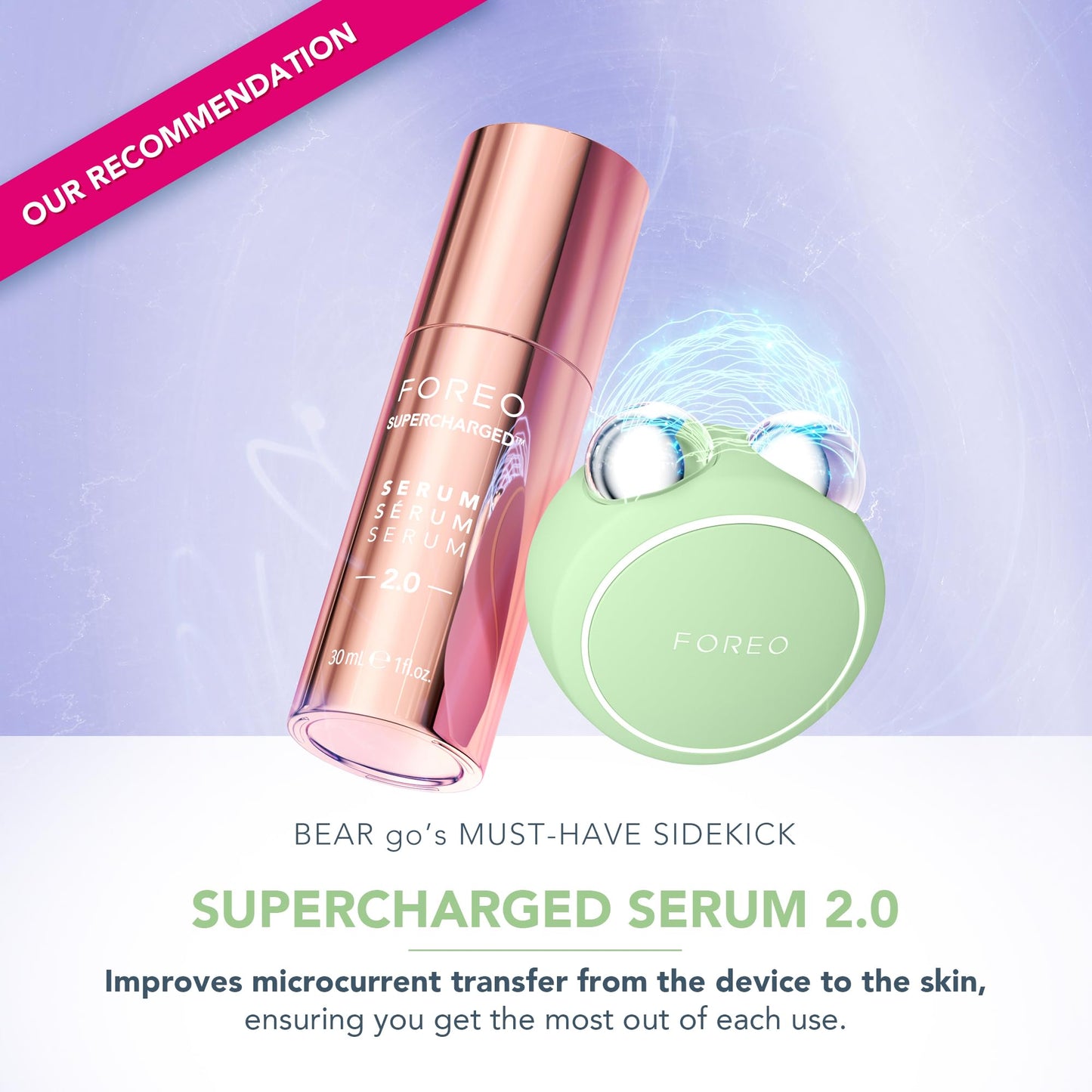 FOREO BEAR 2 go - Tonificador facial de microcorrientes para llevar de viaje - Masajeador facial antiarrugas - Lifting facial inmediato - Reafirma y define - Skincare compacto - Pistachio