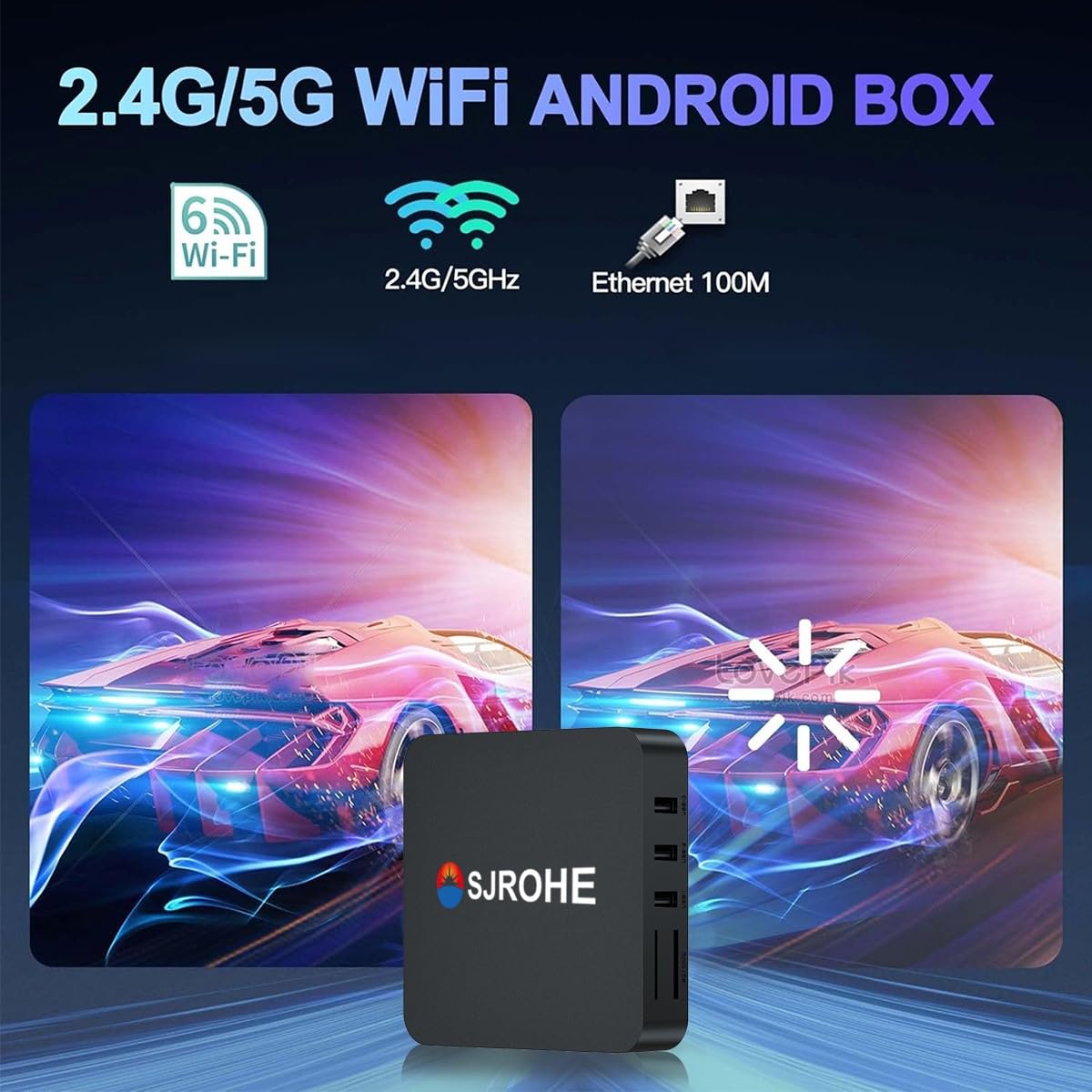 BJLBOJEY TV Box,Android TV Box con 4GB RAM 32GB ROM, TV Box 4K con Android 13.0, 2.4/5G Doble WiFi,HDR10+,Control Remoto IR