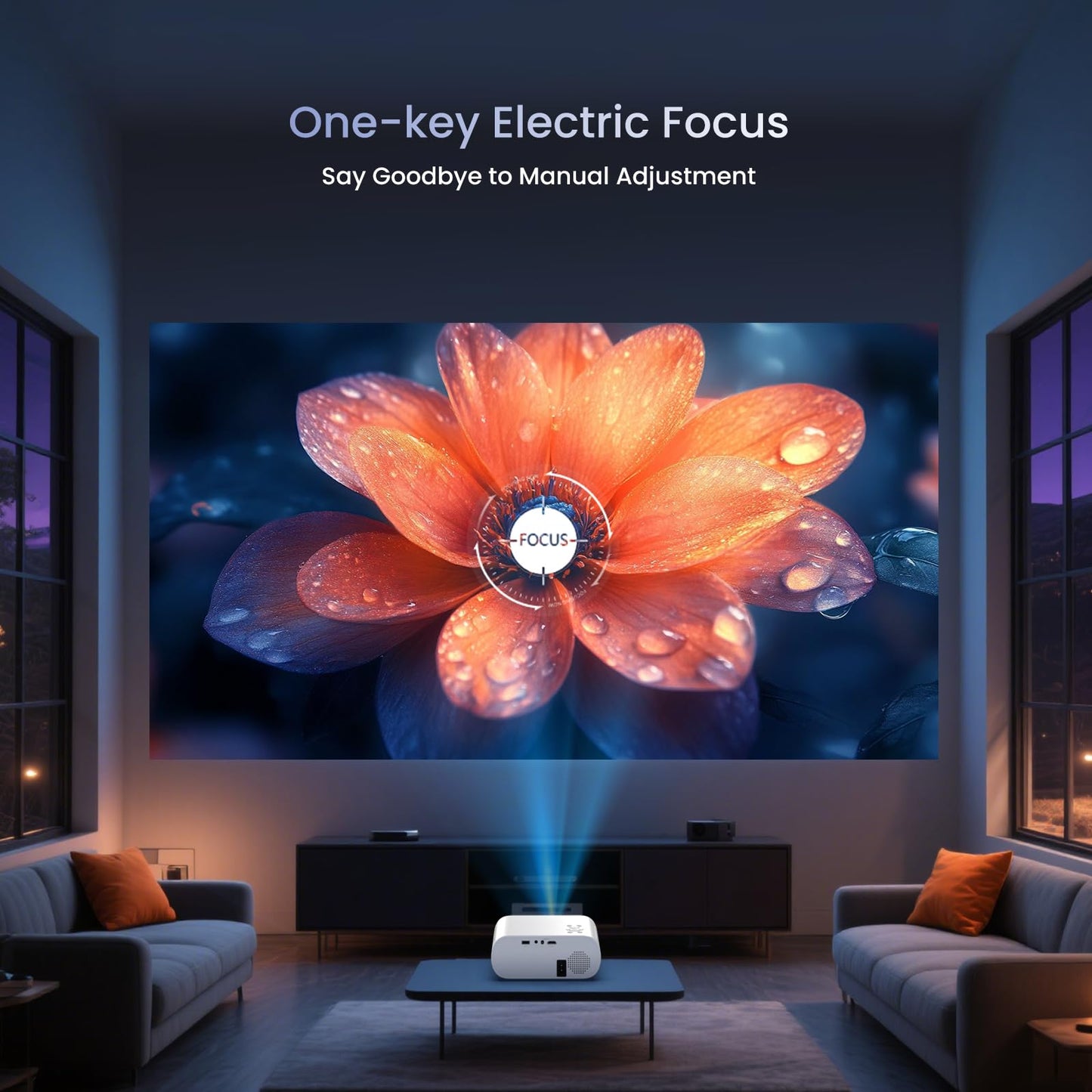 HOMPOW Proyector, proyector Bluetooth 1080P Full HD con altavoz, mini proyector portátil de películas para exteriores, compatible con portátil, smartphone, TV Stick, Xbox, PS5