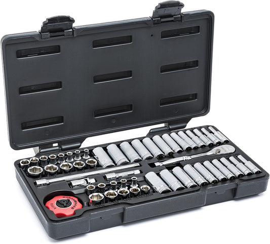GEARWRENCH GEARWRENCH - Juego de herramientas para mecánica (54 piezas, 1/4", 6 puntos, métrico estándar y profundo)