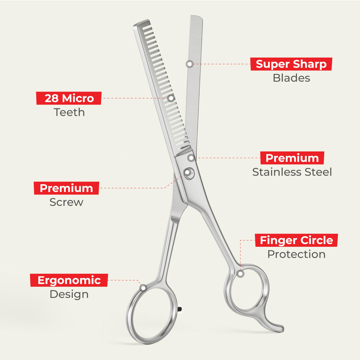Precision Classic - Tijeras de corte y peinado para barba y bigote para hombre de 5 pulgadas con ajuste de tensión y lleva tus necesidades de aseo de barba al siguiente nivel