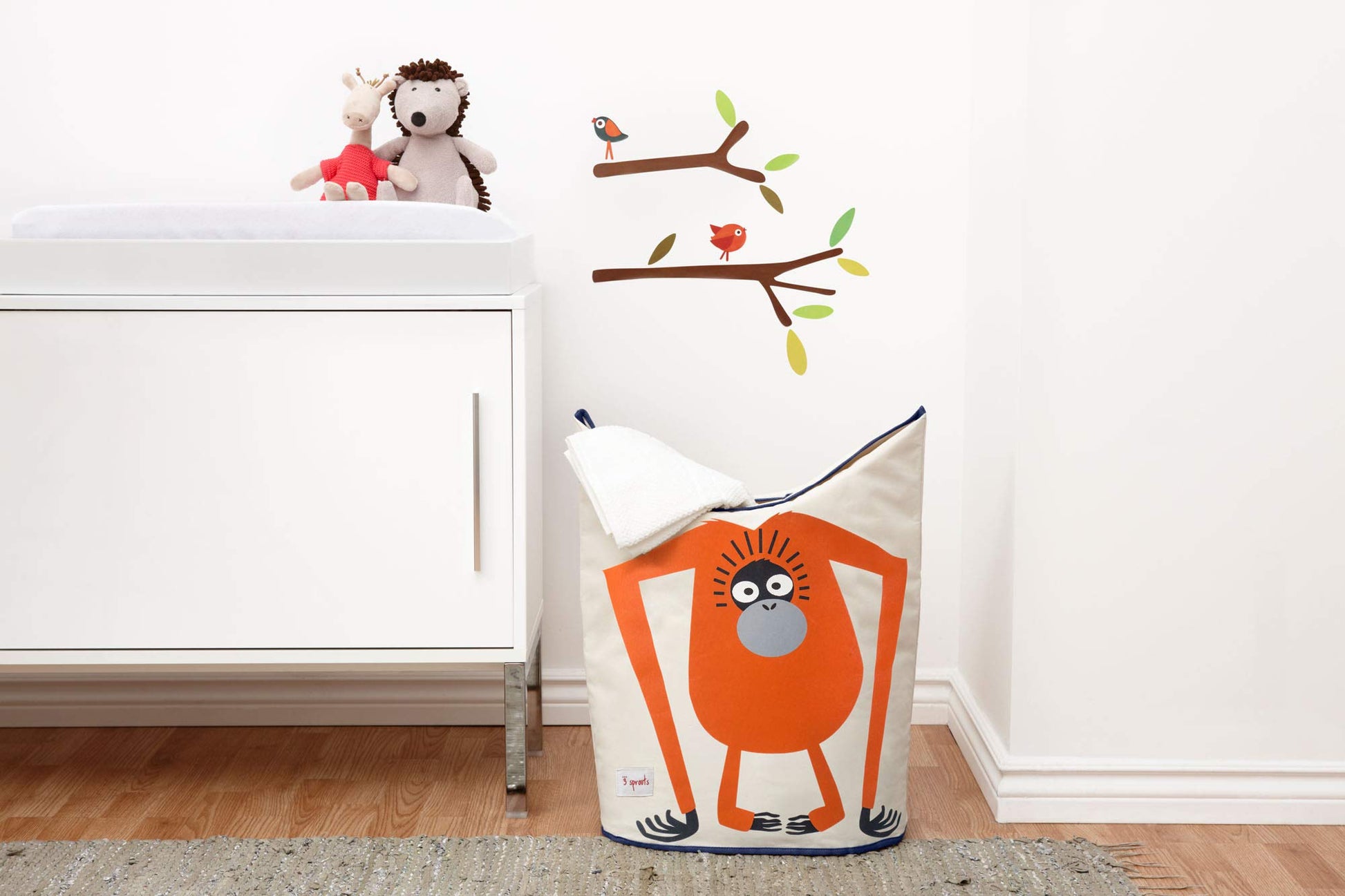 3 Sprouts Baby Laundry Hamper Cesta organizadora de almacenamiento para ropa de guardería - Orangután