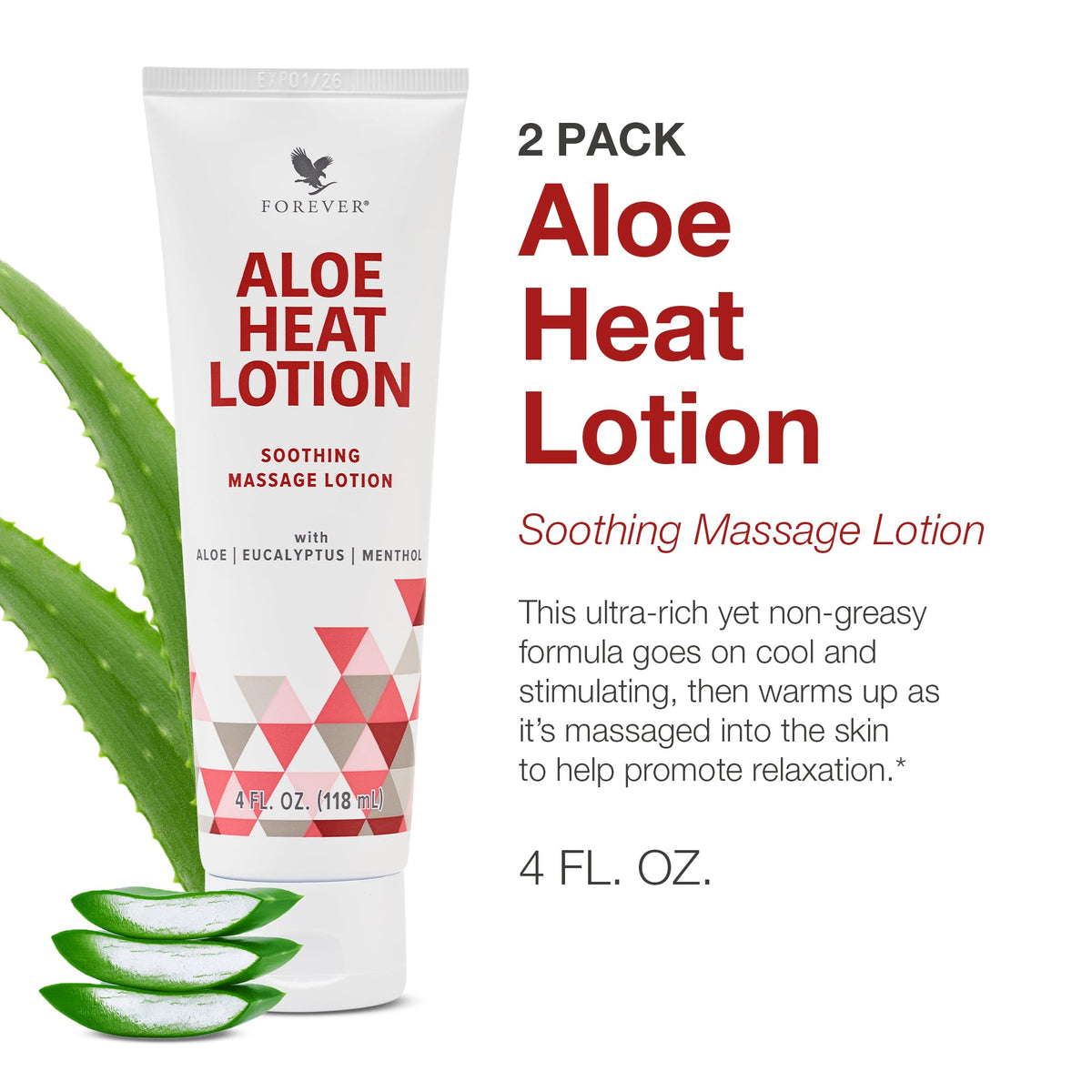 Forever Living Aloe Heat Lotion 118ml-(Pack of 2)