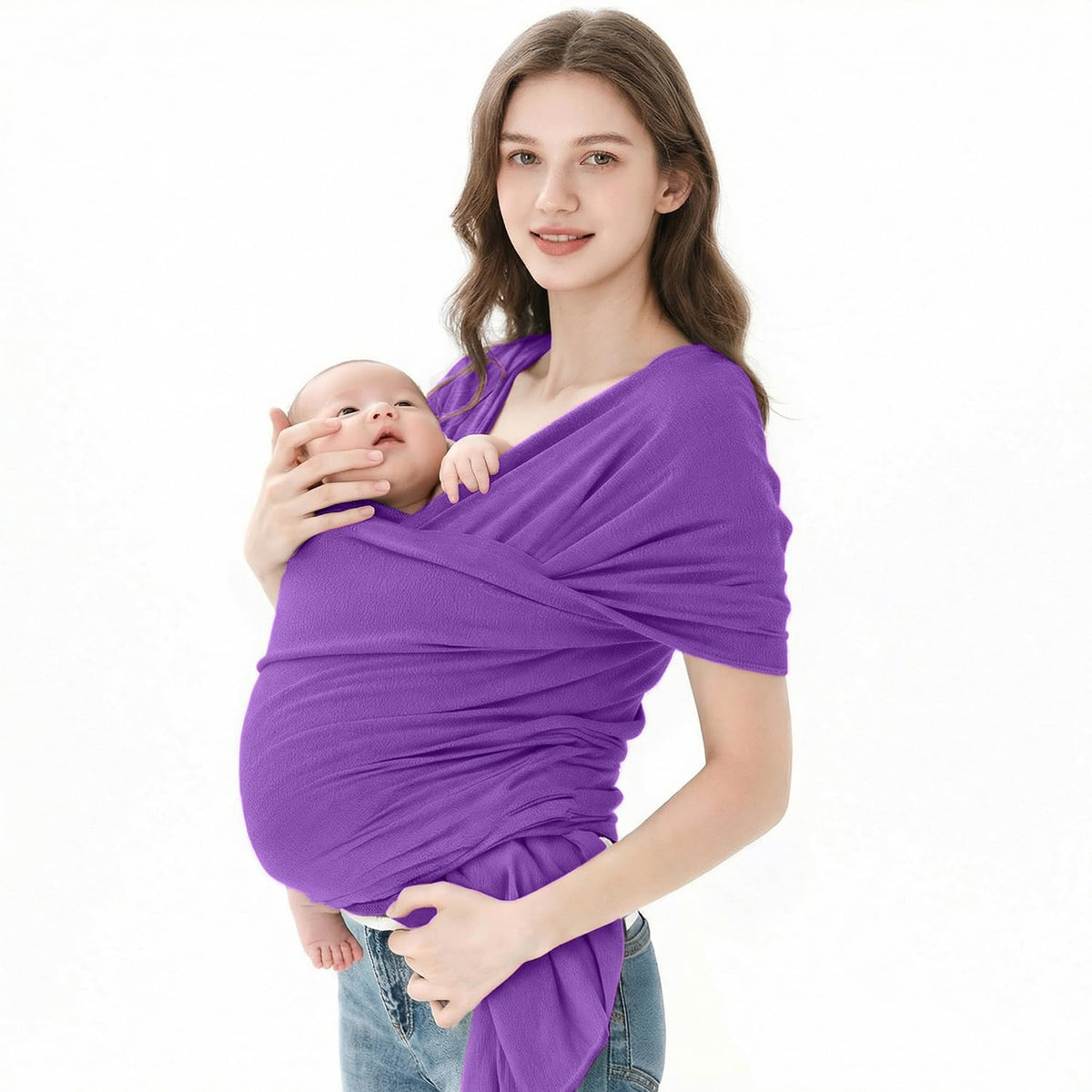 Niños Portador, 1 Pieza ajustable Niños Portador, Fular Elástico para Bebé y Recién Nacido Ergonómico, Hasta 10Kg (Morado oscuro)
