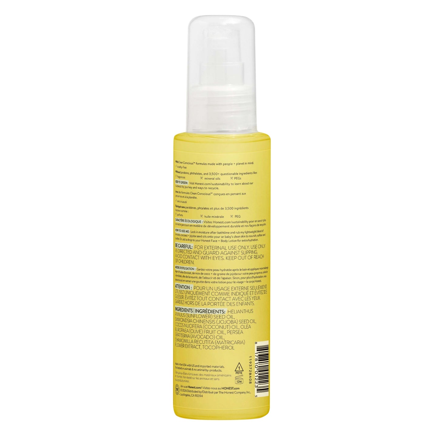 Honest Organic Body Oil, 4 Ounce
