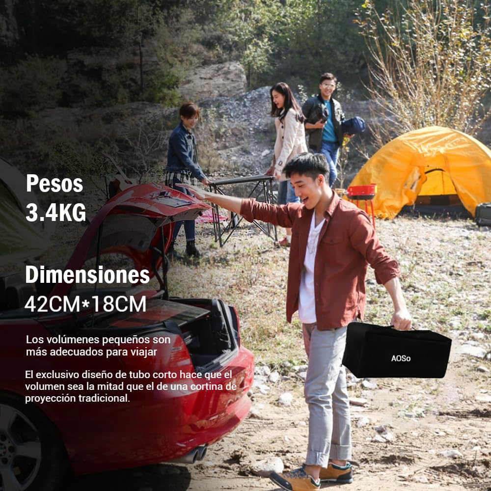 AOSO Pantalla para Proyector de 100 Pulgadas con Soporte, DiseñO PortáTil (TamañO 40x18x19cm), 16:9 4K HD Resistente a Las Arrugas Pantalla de Cine para La Noche de Cine y Fiesta (100 Pulgadas)