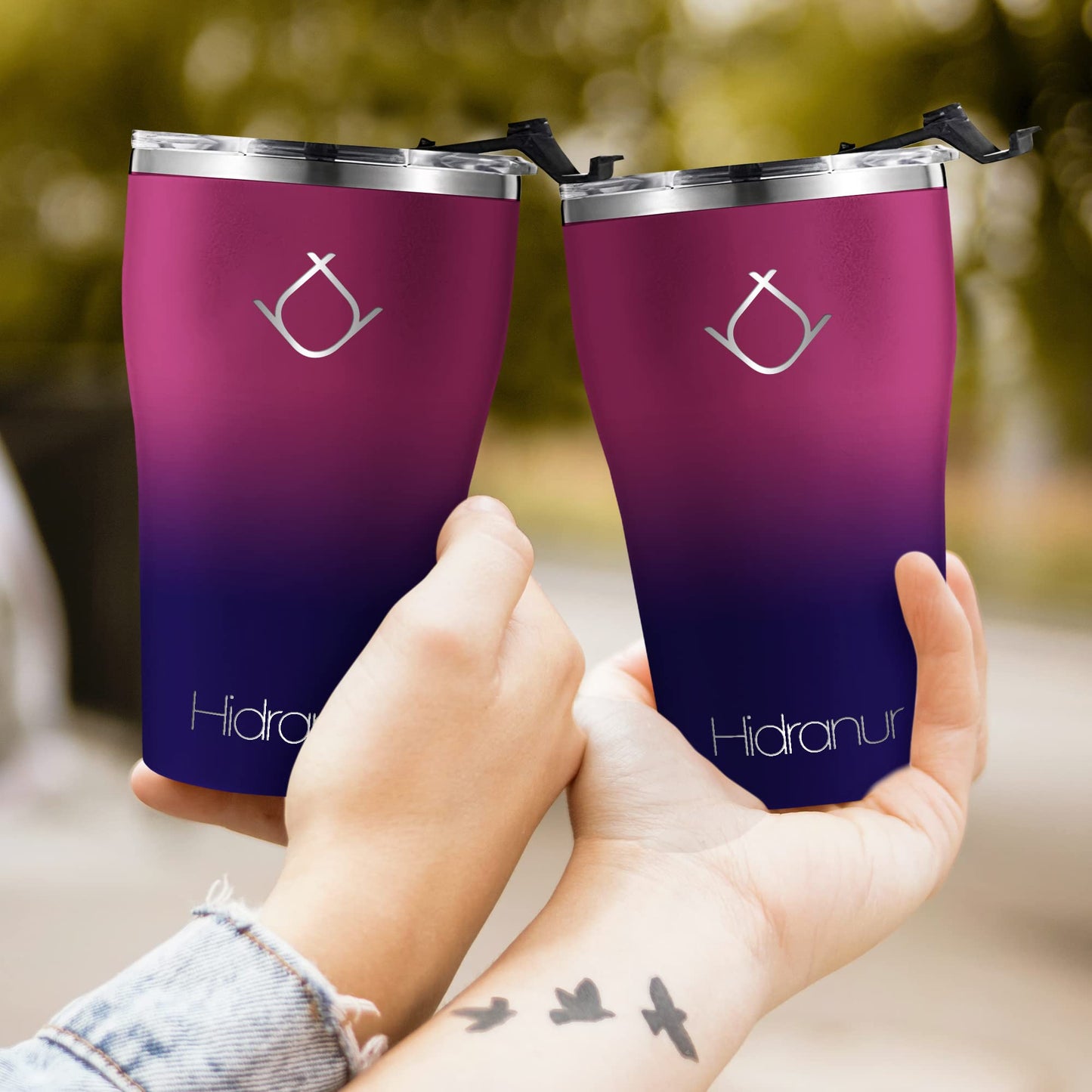 Hidranur Termo de Acero Inoxidable Doble Aislamiento Térmico, 30 oz (887.206 ml), Termo para Café, Tapa Hermética Antifugas, Popote Incluido (Morado, 30 Oz (887.206 ml))