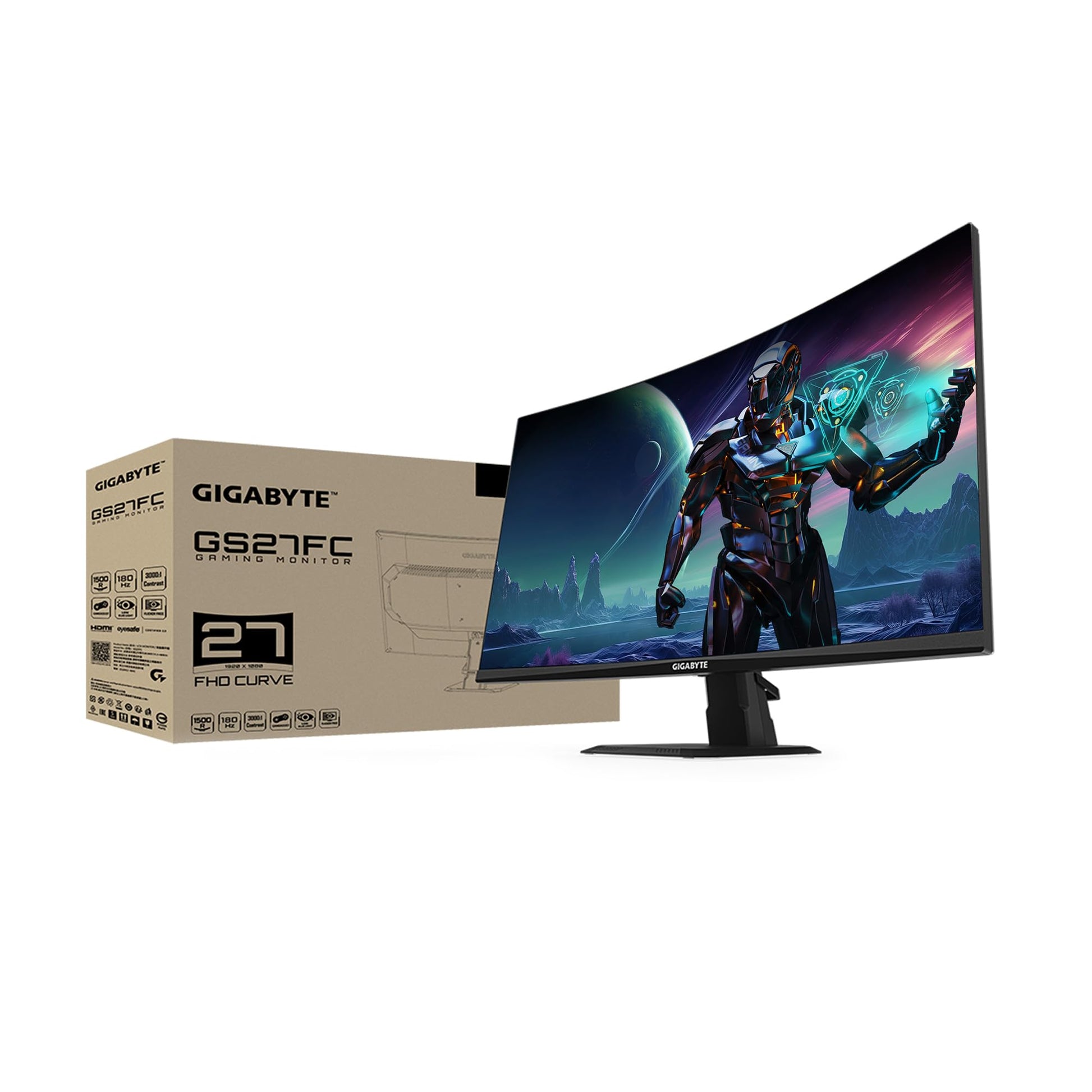 GIGABYTE Monitor Gamer GS27FC 27 Pulgadas Full HD, Tasa de Refresco 180Hz, 108% sRGB, Conectividad HDMI 2.0 y DisplayPort 1.4, Tiempo de Respuesta 1ms MPRT | Negro