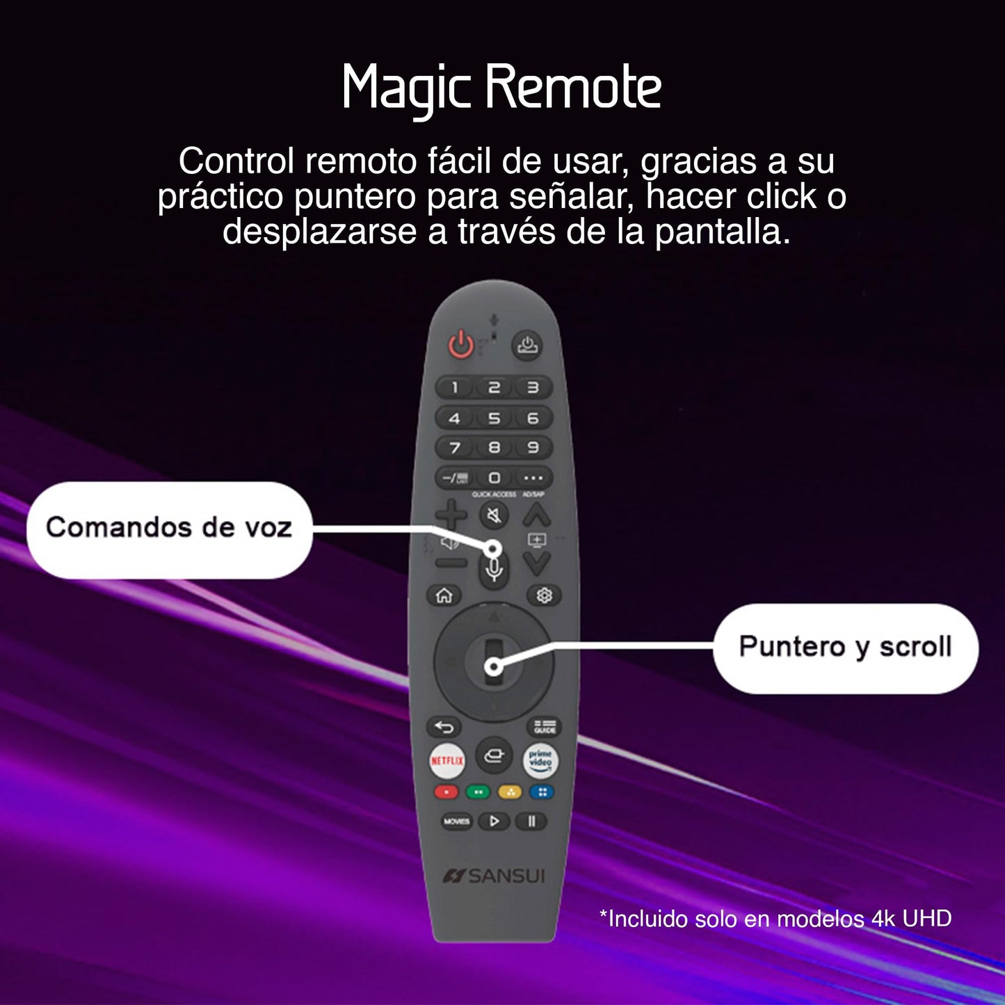 Televisor Sansui UHD 4K Ultra HD Smart TV 50 Pulgadas con Dolby Vision y HDR10 Compatible con Alexa y Apple Airplay Series 2024