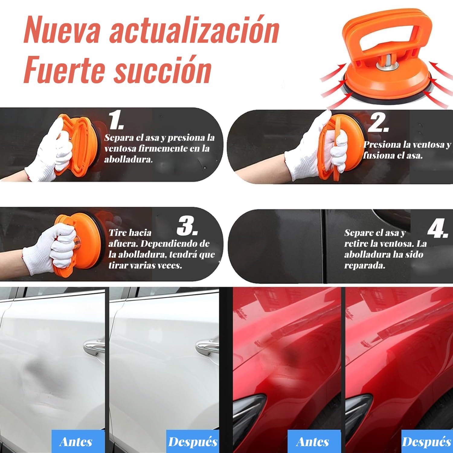Desabollador de Coches 3 Piezas Potente Herramienta para Reparar Desabolladuras Cristales y Baldosas