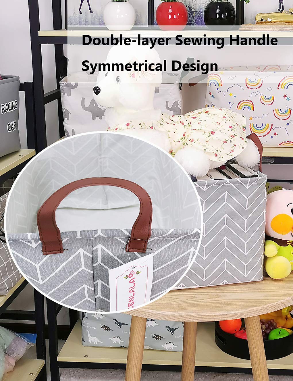 QUEENLALA Cesta de lavandería rectangular/Cesta de lavandería plegable para guardería para organizar/Contenedores de almacenamiento/Cestas de almacenamiento para juguetes de niños para oficina