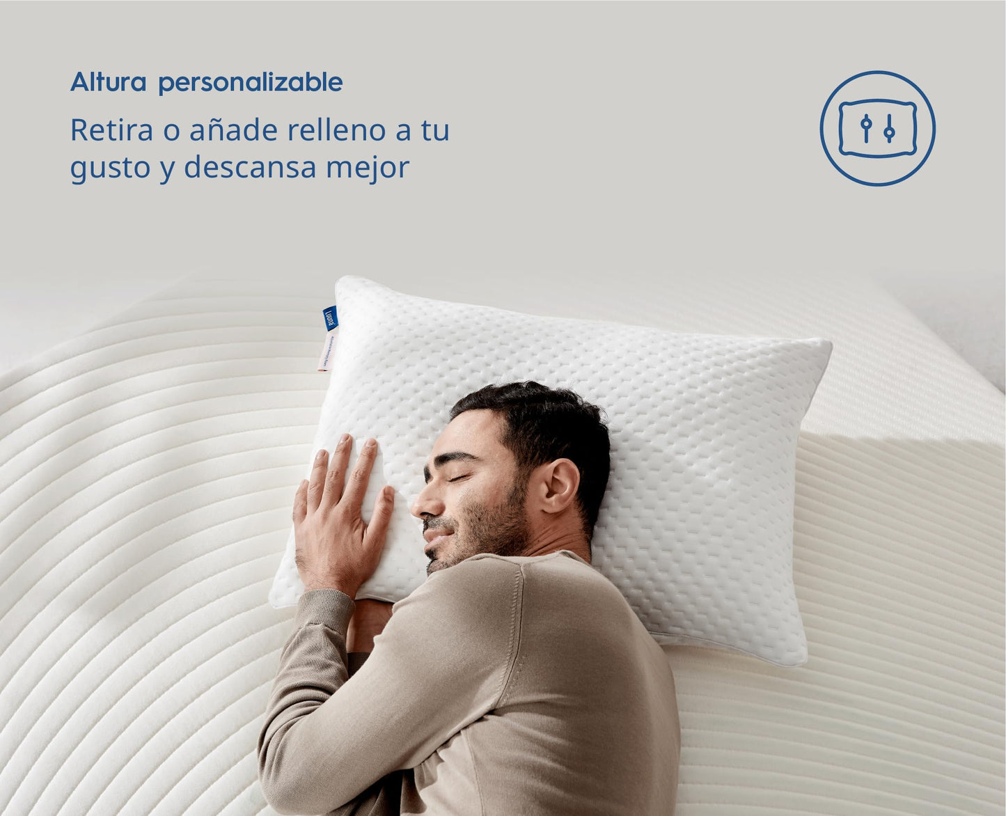 Luuna Almohada Ajustable Firme con Espuma de Memoria, King Size 88 x 46 cm, Relleno 100% Memory Foam Triturado, Funda Lavable, Suavidad y Frescura Garantizada para tu Descanso, Hecho en México