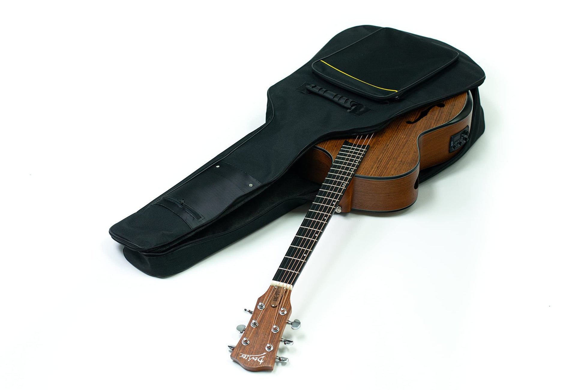 Deviser Guitarra Electroacústica Ls-580 Diseño Jazz, Mate Con Funda, cuerdas de metal, Sonido de Buena Calidad