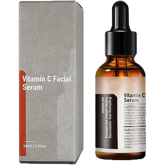 Esencia de suero facial de vitamina C Carvenchy, suero facial de vitamina C y vitamina E, ilumina el tono de la piel, hidratación, piel hidratada, aceite facial antienvejecimiento (1pc)