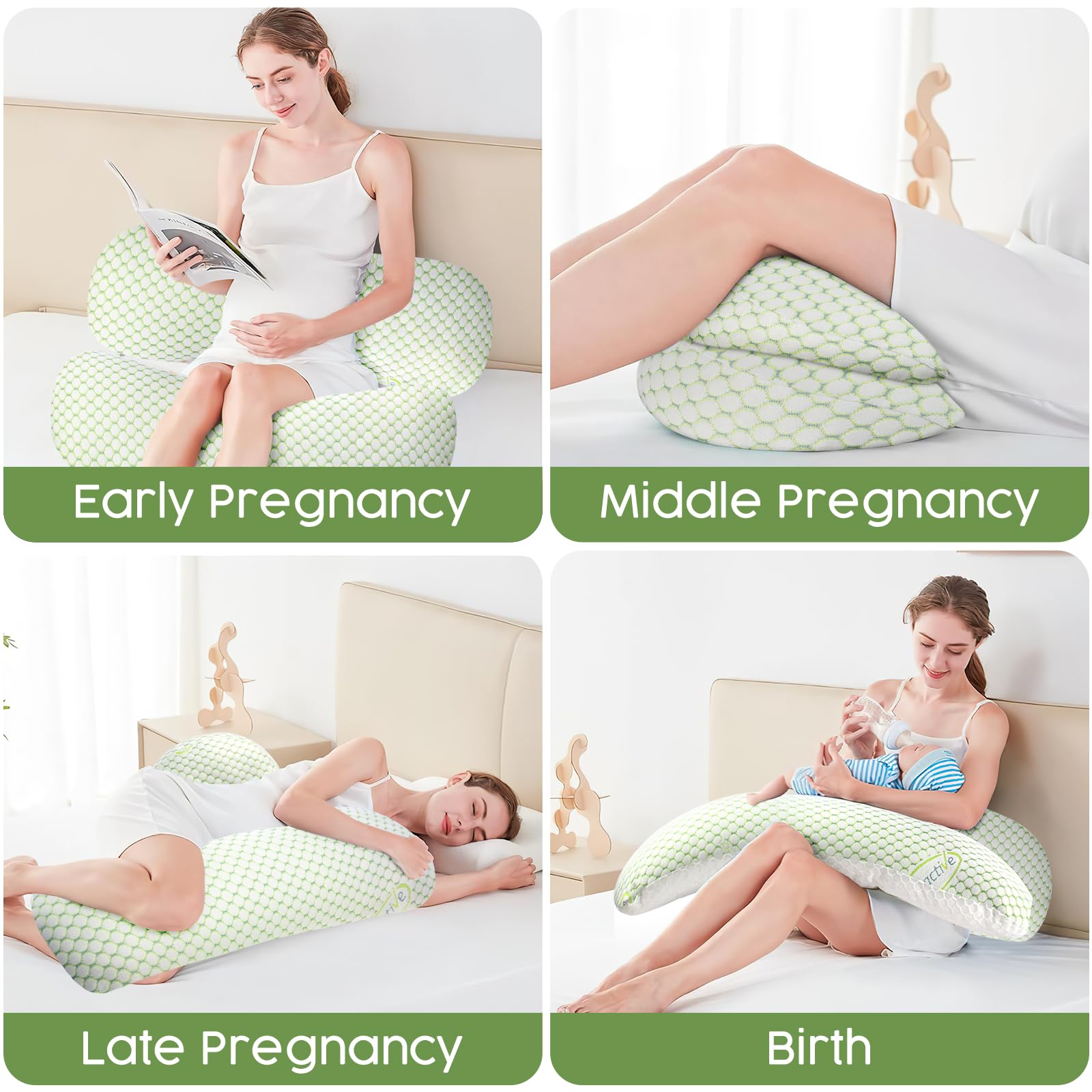 Almohada de Embarazo Cuña Doble para Mujer