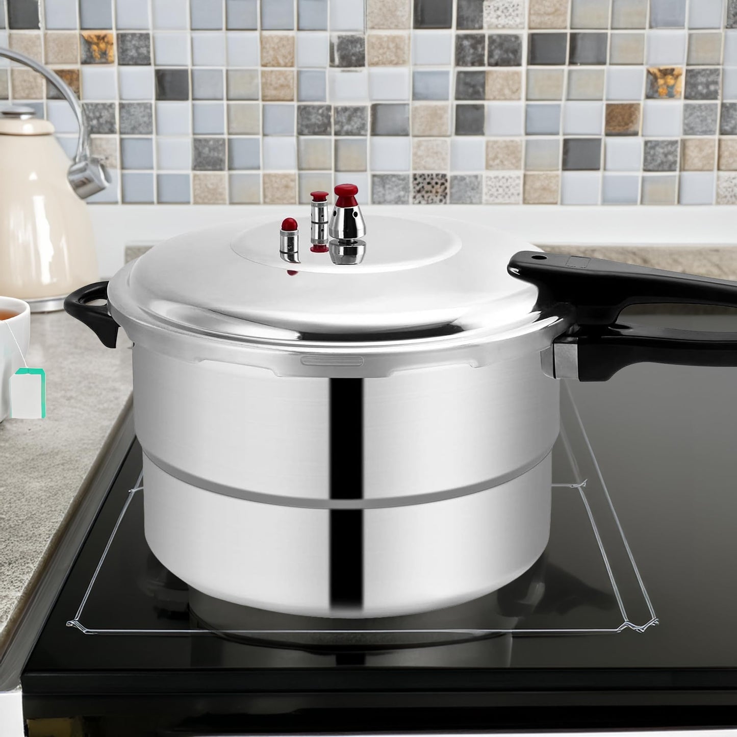 Bee Vibes Olla de Presión Express de Aluminio 9 Litros con 8 Sistemas de Seguridad y Vaporera Antiadherente Ideal para Cocinar Sopas Carnes y Más de Manera Rápida y Segura Compatible con Estufa de Gas