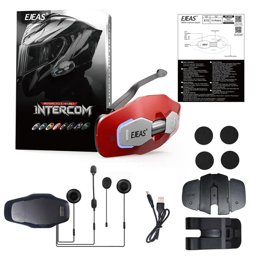 Auriculares Bluetooth GaiRen Rojo con Sistemas de Comunicación de Malla 4.0 para Motocicleta y ATV