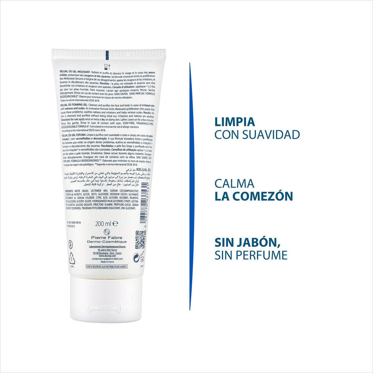 Ducray Kelual Ds, Gel Espumoso Limpiador Facial, 200ml