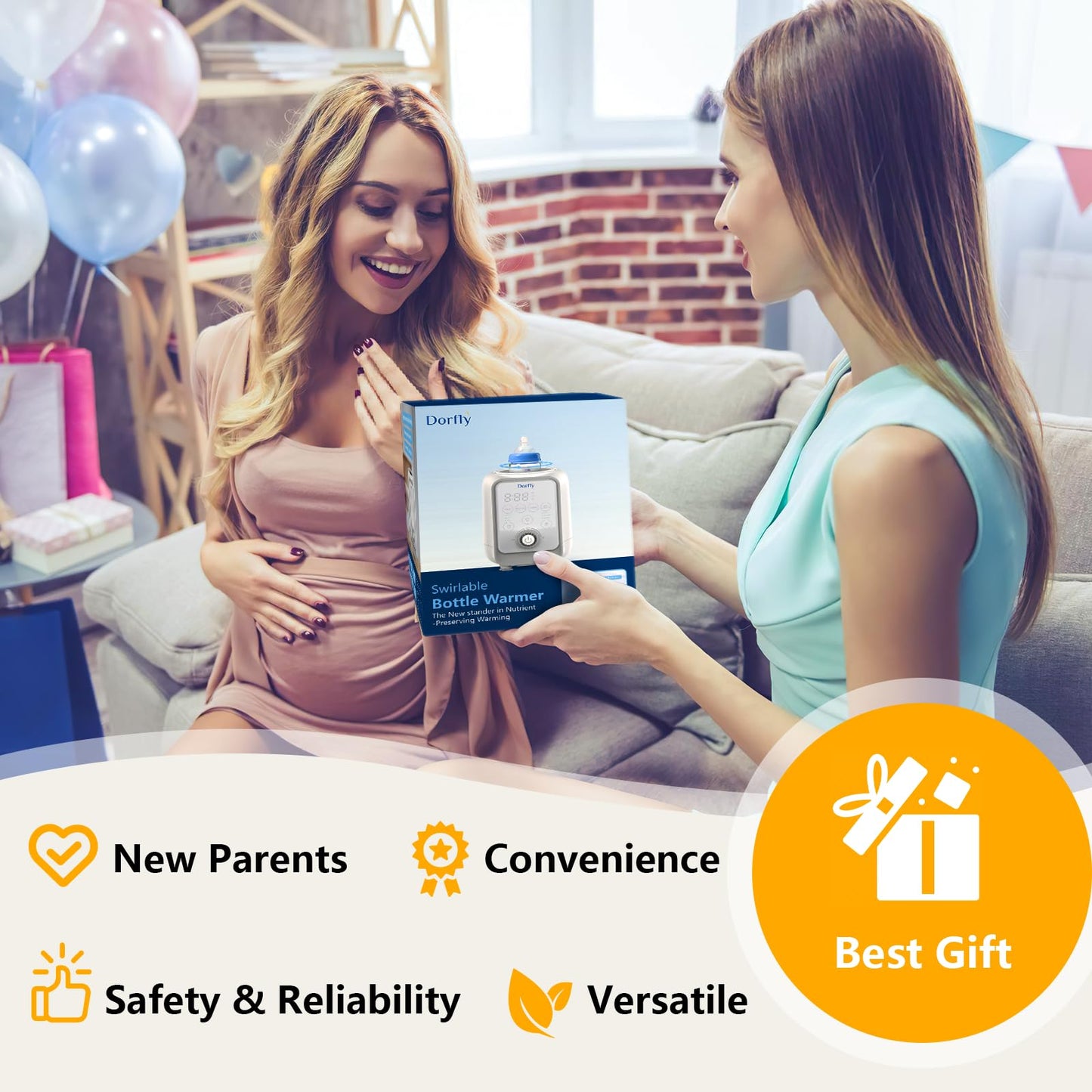 DORFLY Calientabiberones Dorfly giratorio, calentamiento rápido en 3 minutos, 9 en 1 para leche materna y fórmula, control preciso de temperatura.