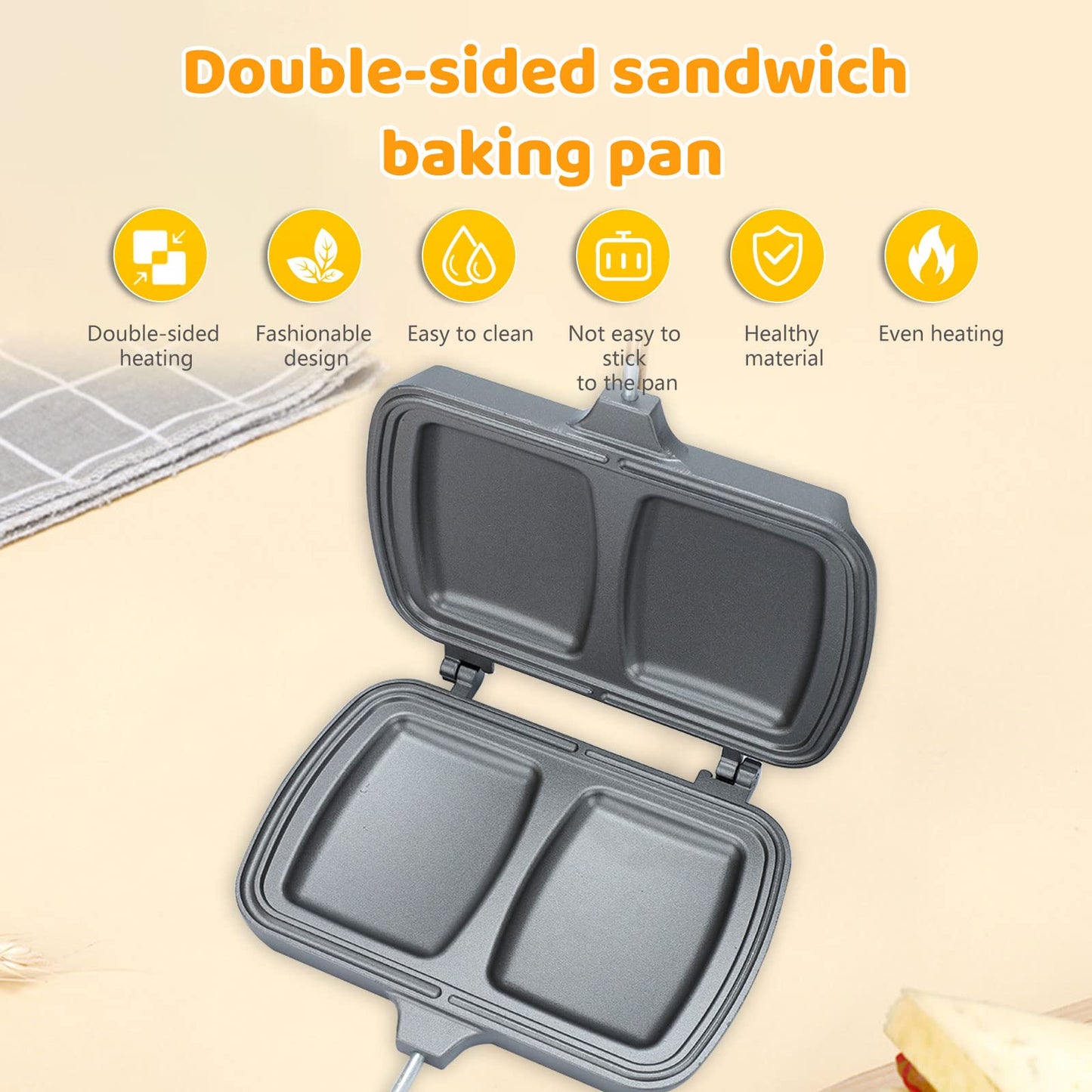 Sartén Antiadherente Con Mango Extraíble De Doble Cara Para Hornear Sándwiches, Tortillas, Frittatas, Tostadas Y Panqueques De Desayuno