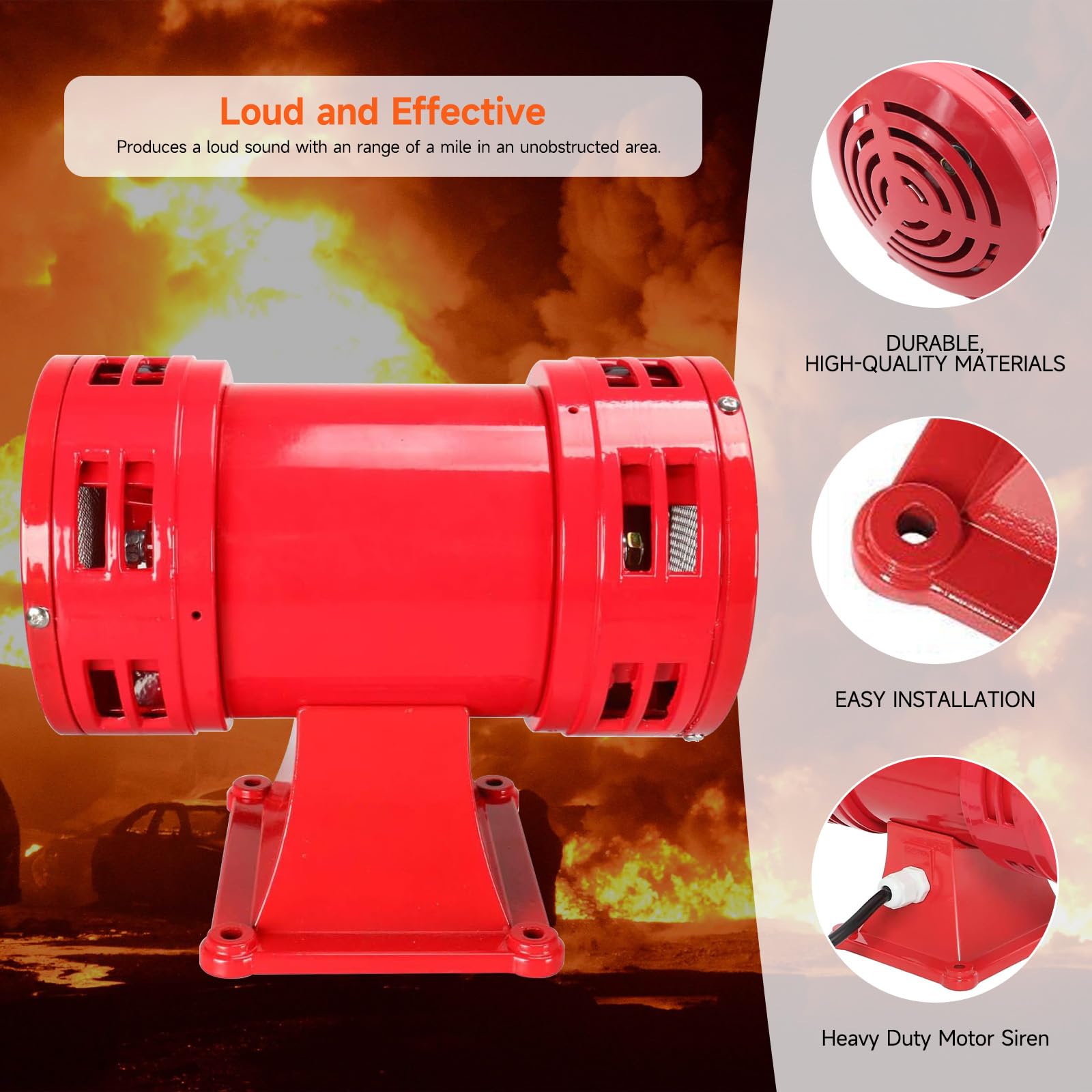 Sirena de Alarma YaeCCC 110V 150db Súper Fuerte en Rojo para el Hogar
