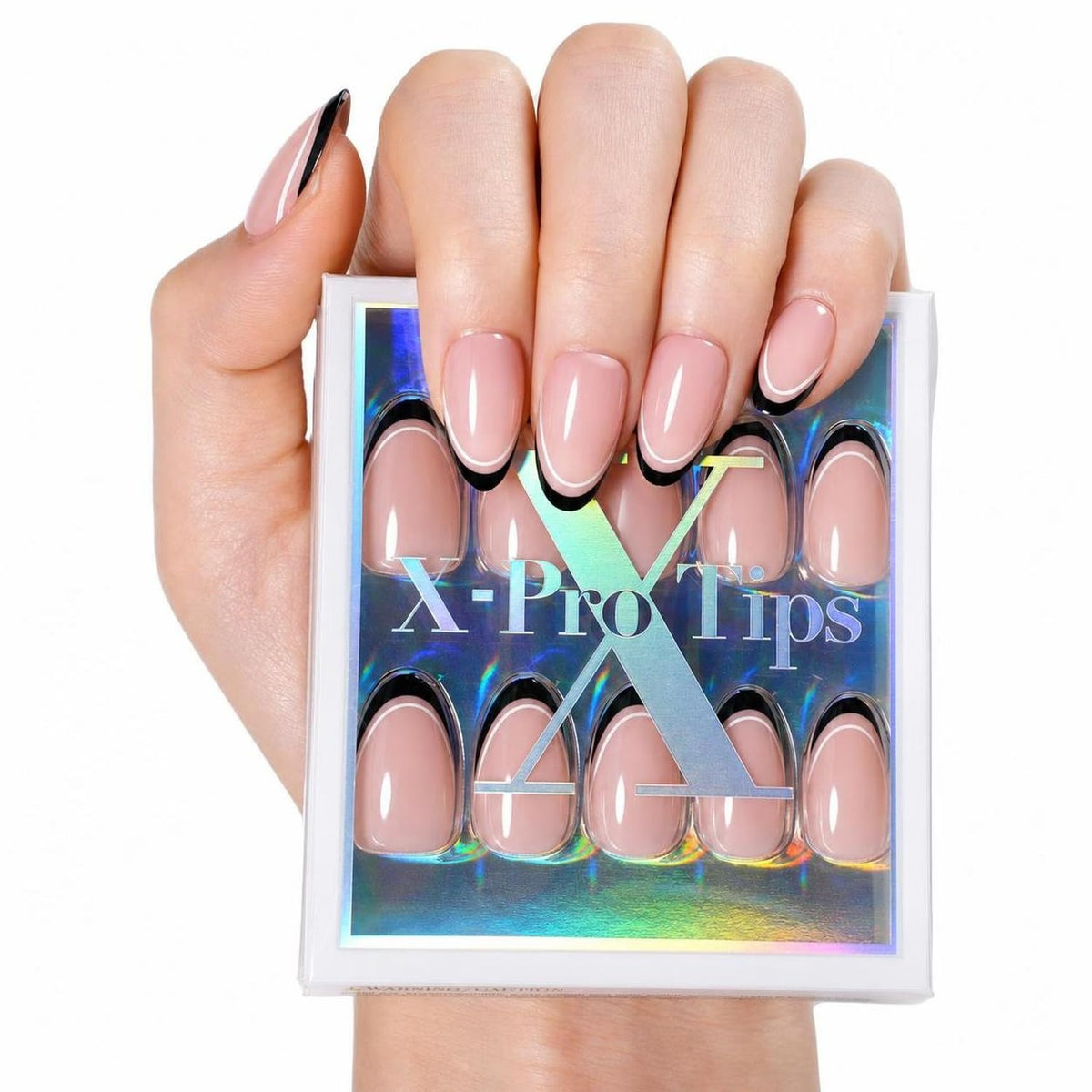 SXC Uñas postizas de la marca Cosmetics | Serie X1, almendra corta (033 Noir Edge)