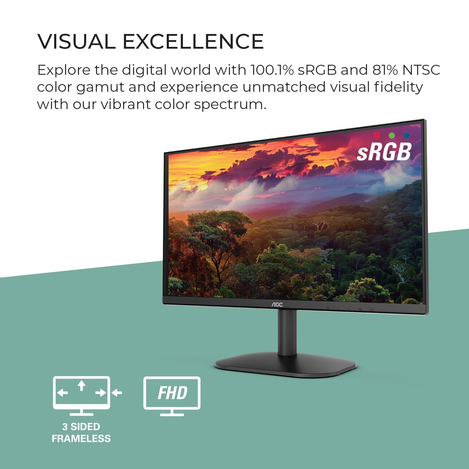 AOC 22B2HM2 Monitor LED Full HD (1920 x 1080) de 100 Hz, sincronización adaptativa, VGA x1, HDMI x1, sin Parpadeo, luz Azul Baja, Listo para HDR, VESA, Ajuste de inclinación, Salida de Auriculares,