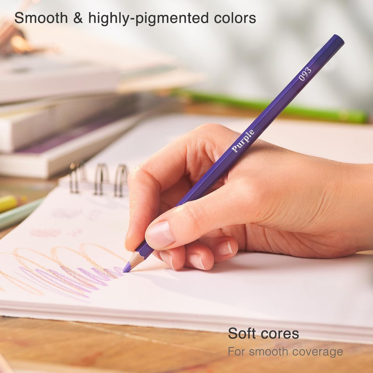 Lápices de Colores, Juego Profesional de 120 Colores, Núcleos a Base de Cera Suave Numerados, Para Dibujar, Dibujar, Sombrear y Colorear