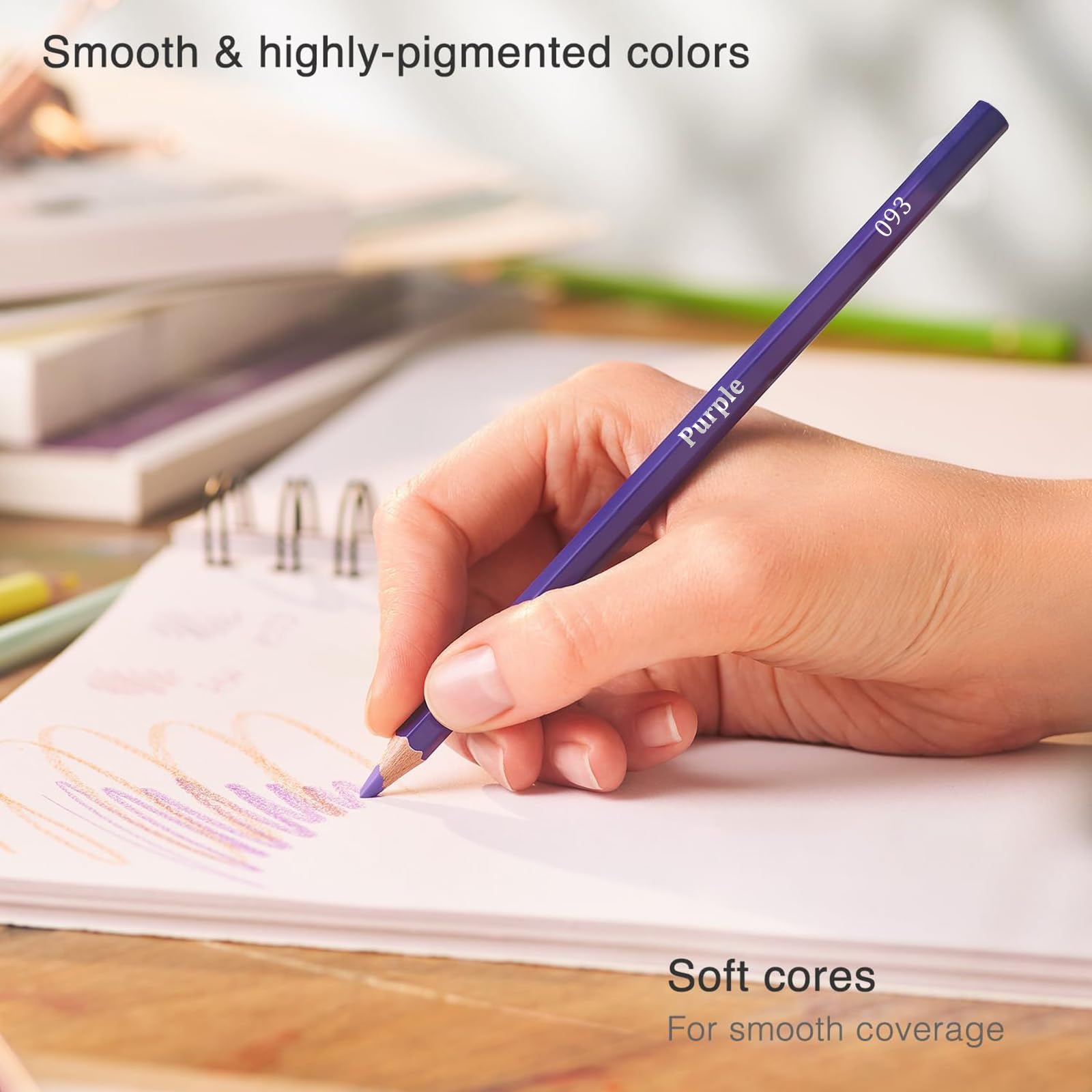 Lápices de Colores, Juego Profesional de 120 Colores, Núcleos a Base de Cera Suave Numerados, Para Dibujar, Dibujar, Sombrear y Colorear