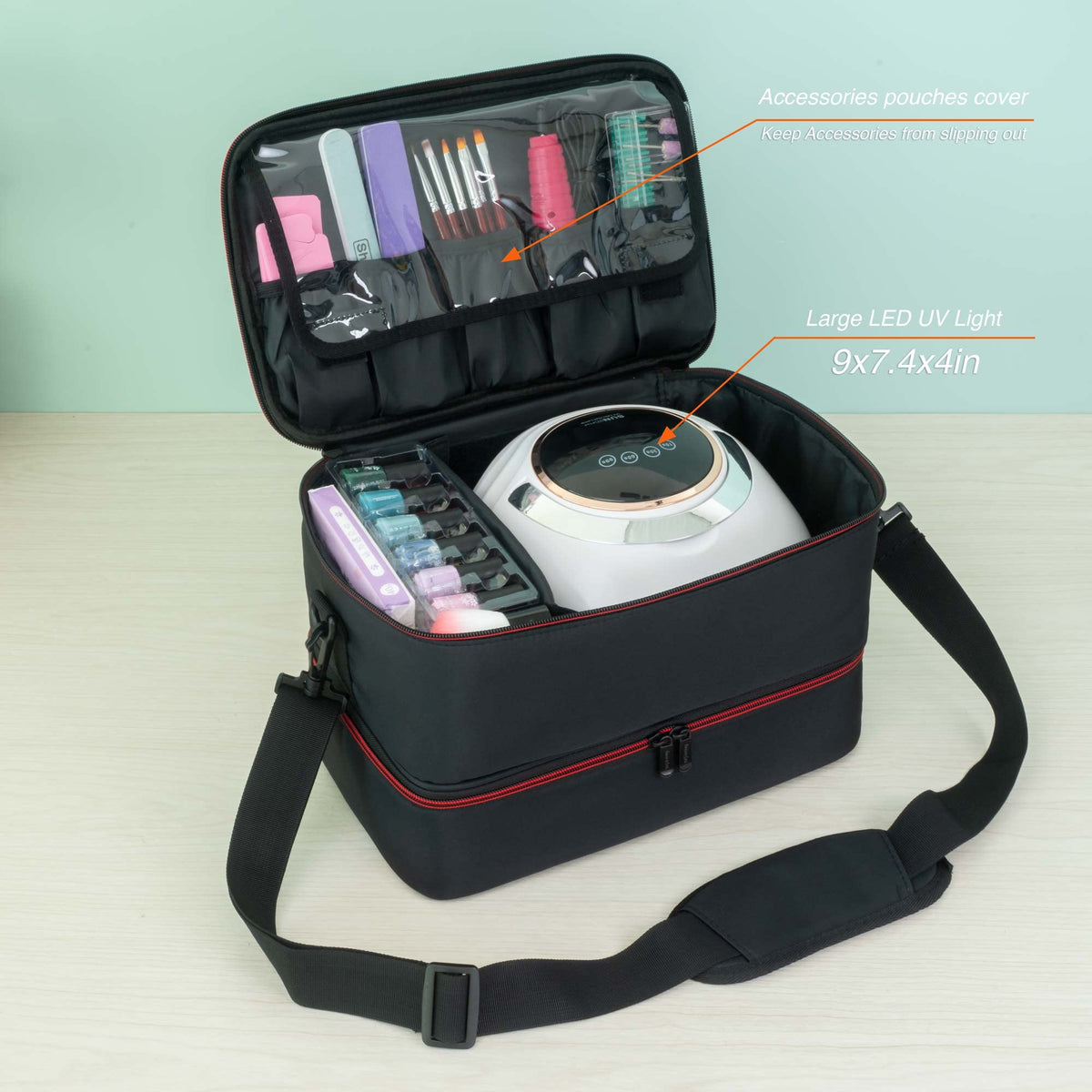 ButterFox - Soporte grande para organizador de uñas, se adapta a secador y más de 40 botellas de esmalte y suministros de kit de uñas de gel