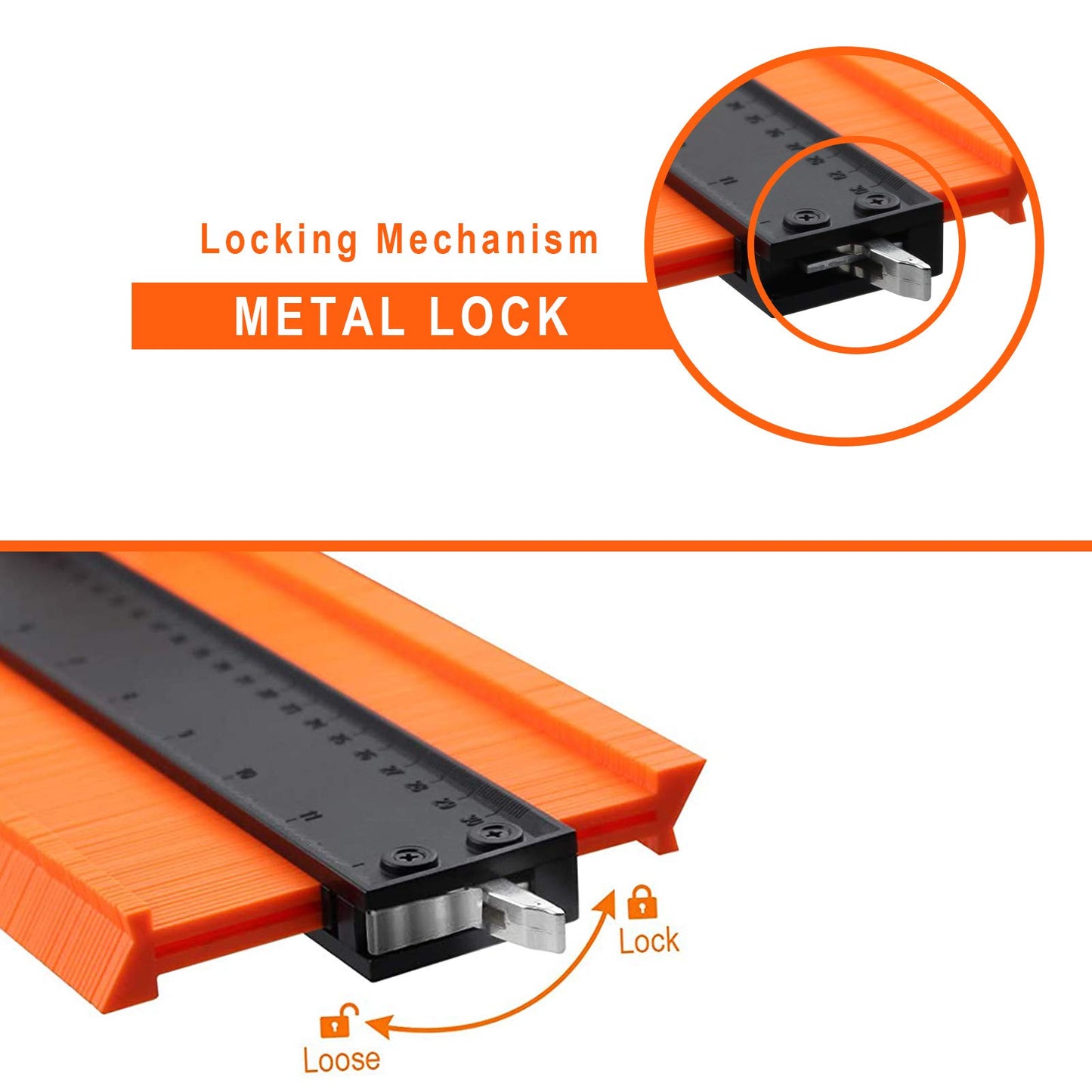 Medidor de Contorno con Herramienta de Perfil de Bloqueo 12 Pulgadas para Hombre