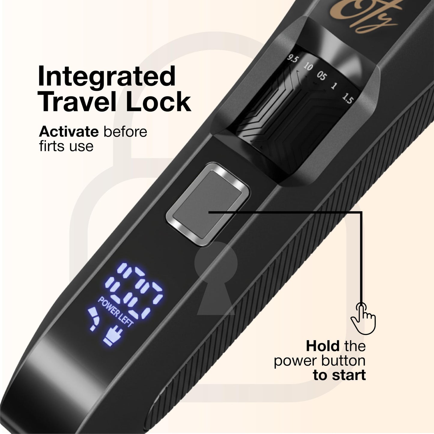 Oty - Cortadora de barba para hombre ajustable, cortapelos inalámbricas impermeables con esfera de 20 longitudes, cuchillas de acero inoxidable, pantalla LED y cerradura de viaje, kit de aseo