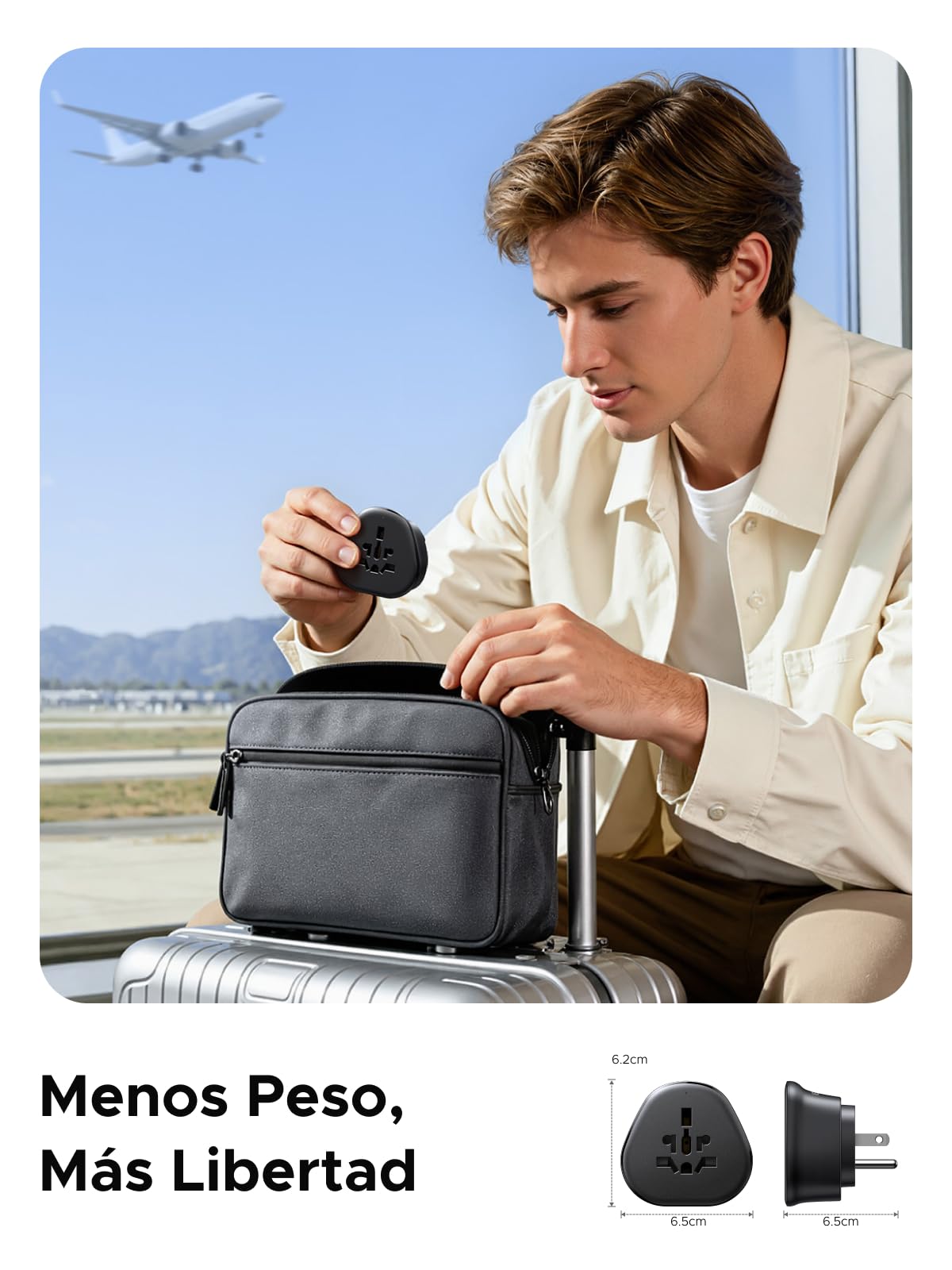 Adaptador de Viaje Internacional UGREEN US Blanco Paquete de 2