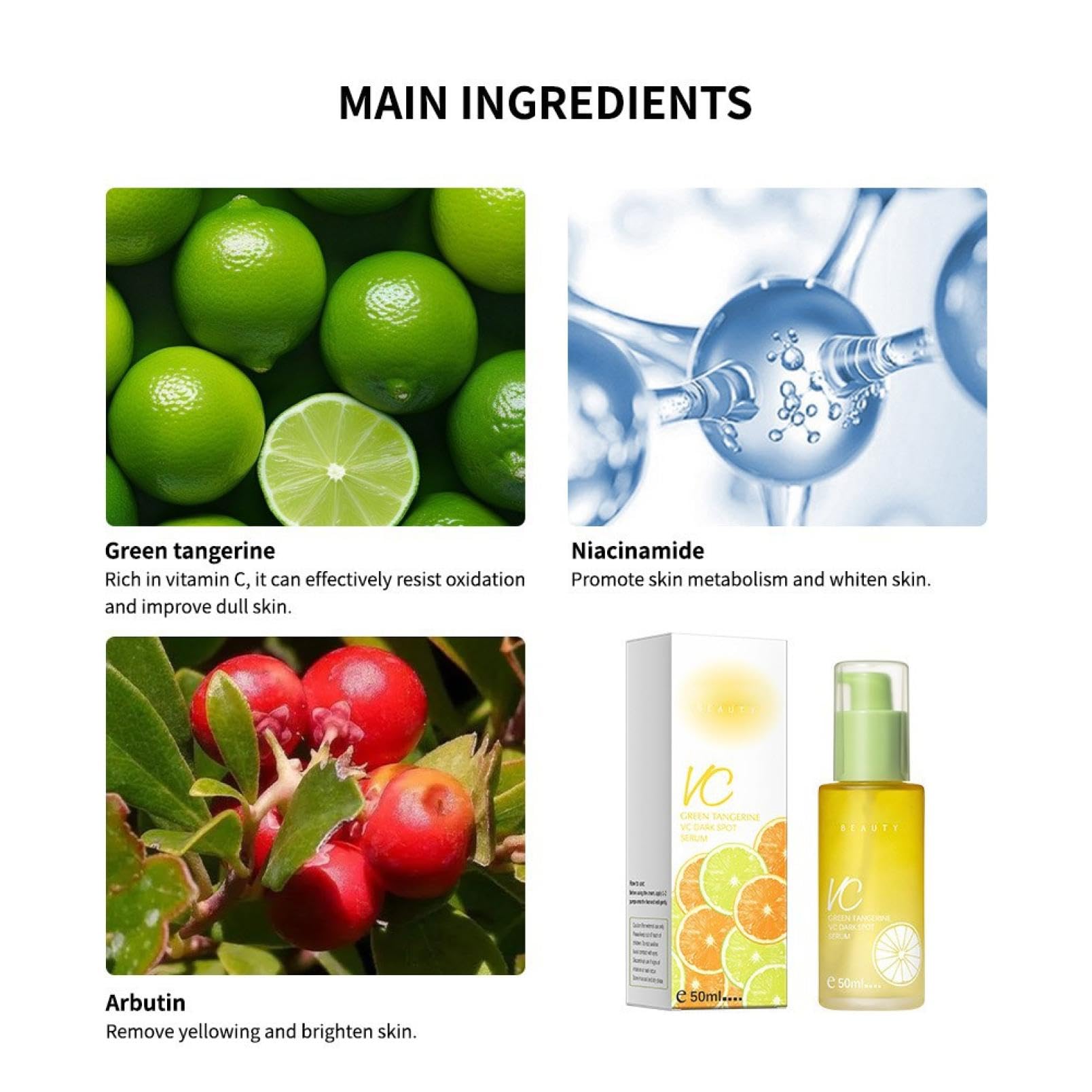 Suero Antioxidante Vitamina C Green Tangerine para Aclarar Manchas y Hidratar la Piel - 2 Piezas 50ml - Serum Facial Todo Tipo de Piel.