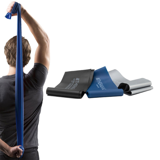 Juego de Bandas de Resistencia Theraband Plata Azul Negro Avanzado para Ejercicios y Fisioterapia