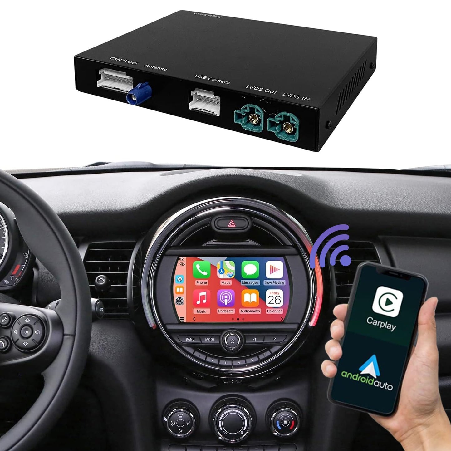 Road Top Interfaz CarPlay para BMW Mini Cooper One Hatch Clubman con NBT