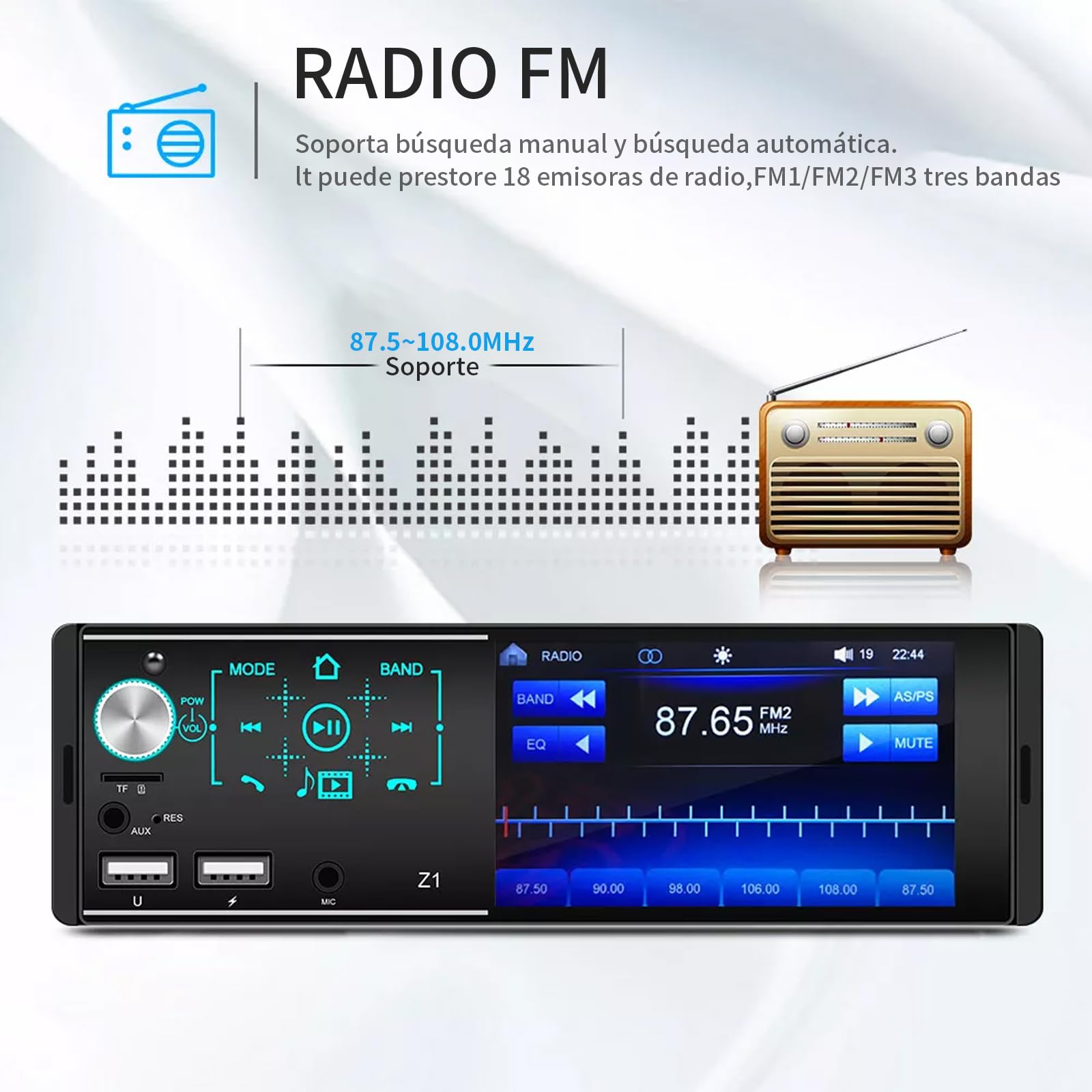 FINYQBET Autoestéreo Bluetooth de 4.1 Pulgadas, Reproductor MP5 con Pantalla HD, Llamadas Manos Libres, Carga Rápida USB y Control Desde Volante,para Viajes Seguros y Entretenimiento en el Auto