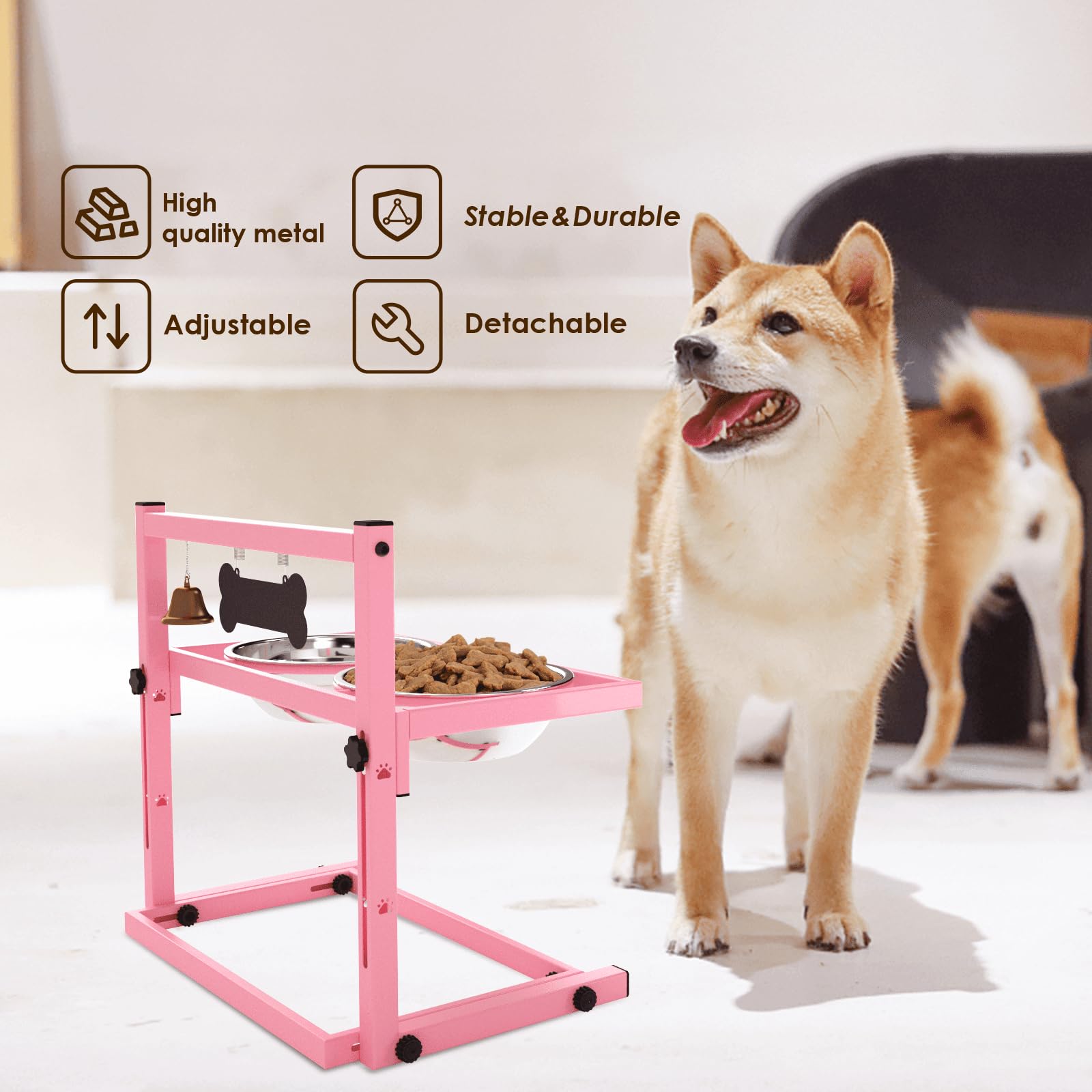 Cuencos Elevados SHAINFUN Acero Inoxidable para Perros Pequeños y Medianos con Soporte Ajustable
