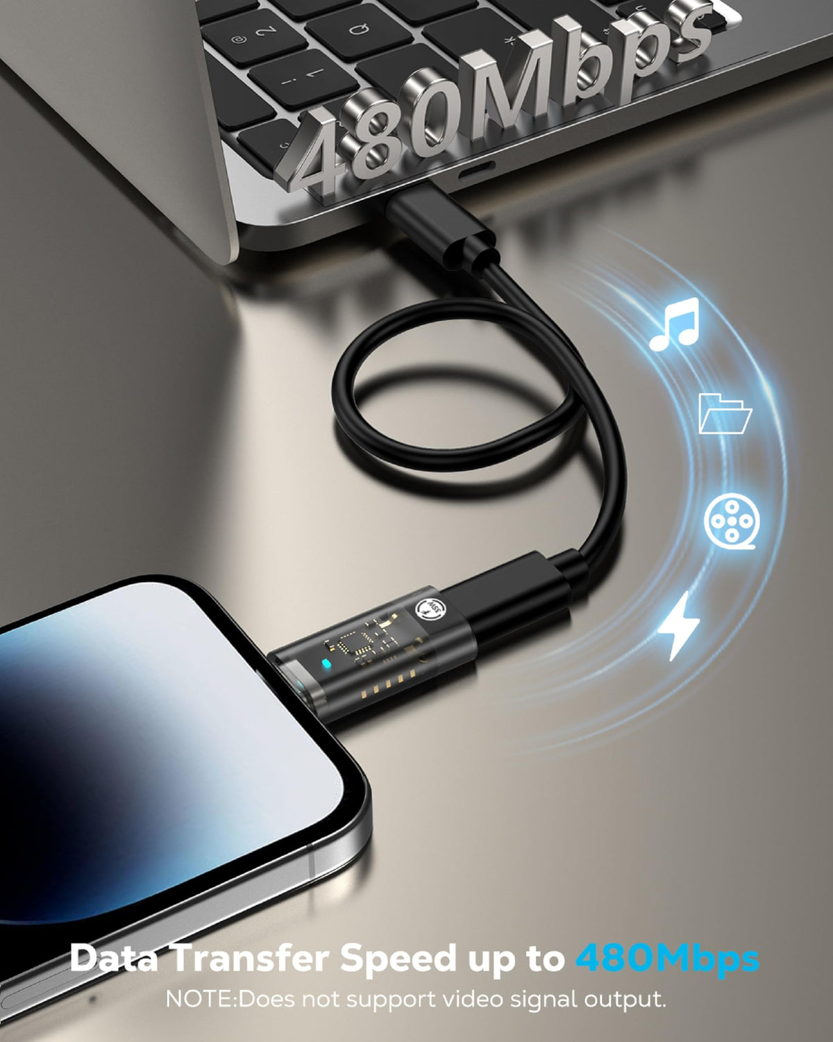 Adaptador USB C a Lightning Moko Compatible con 35 W de Carga Rápida y Sincronización de Datos para iPhone y iPad