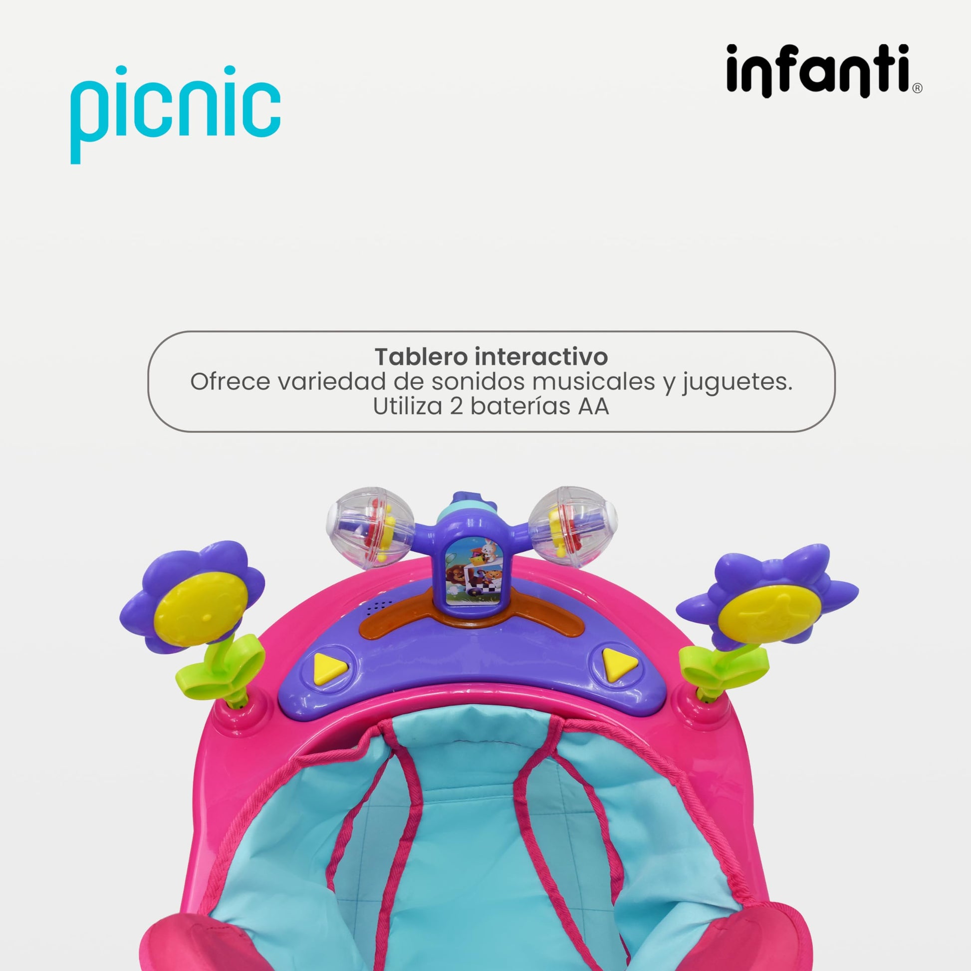 INFANTI | Andadera para Bebe - Juguetes para Niña | Juguetes para Niña - Juguetes para Bebe | Andador para Bebe | Con Paseador y Juguetero Musical - Cosas para Bebes