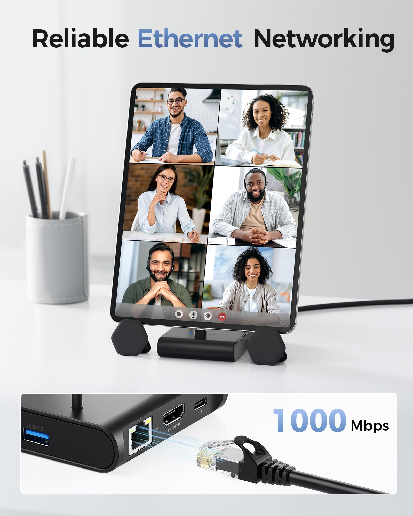 Cable Matters 5 en 1 iPhone 16/15 USB C Hub HDMI 4K@60Hz, estación de acoplamiento para iPad con Gigabit Ethernet, puerto USB-A 3.2, PD de 100W, soporte USB C Hub para iPhone 16/15 Pro Max, iPad Pro,