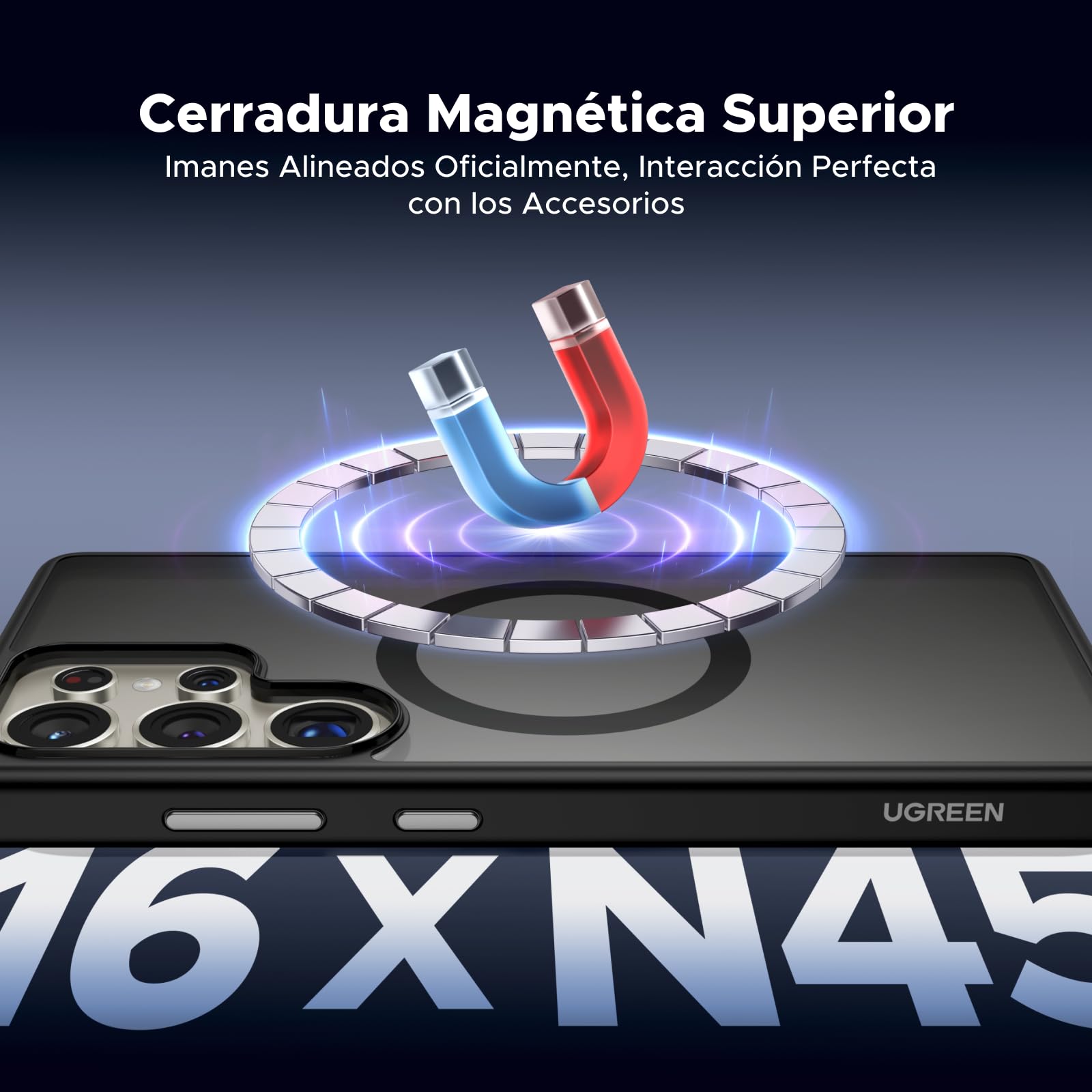 Funda Magnética UGREEN Negra Respaldo Mate Anticaída para Galaxy S25 Ultra Antigolpes