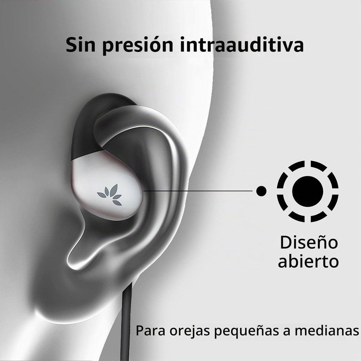 Auriculares Avantree de Oreja Abierta Negro con Micrófono y Gancho para Música y Llamadas