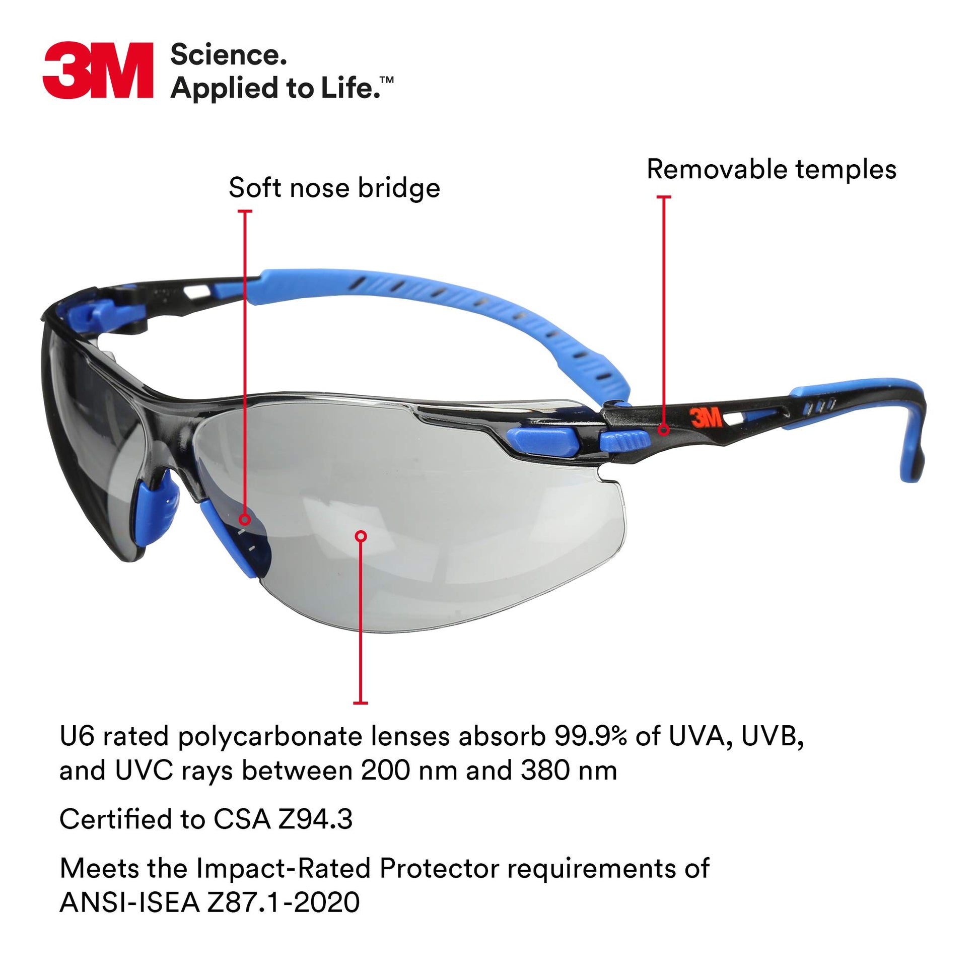 Lentes Protectores 3M Solus Negro Azul con Revestimiento Antivaho Scotchgard