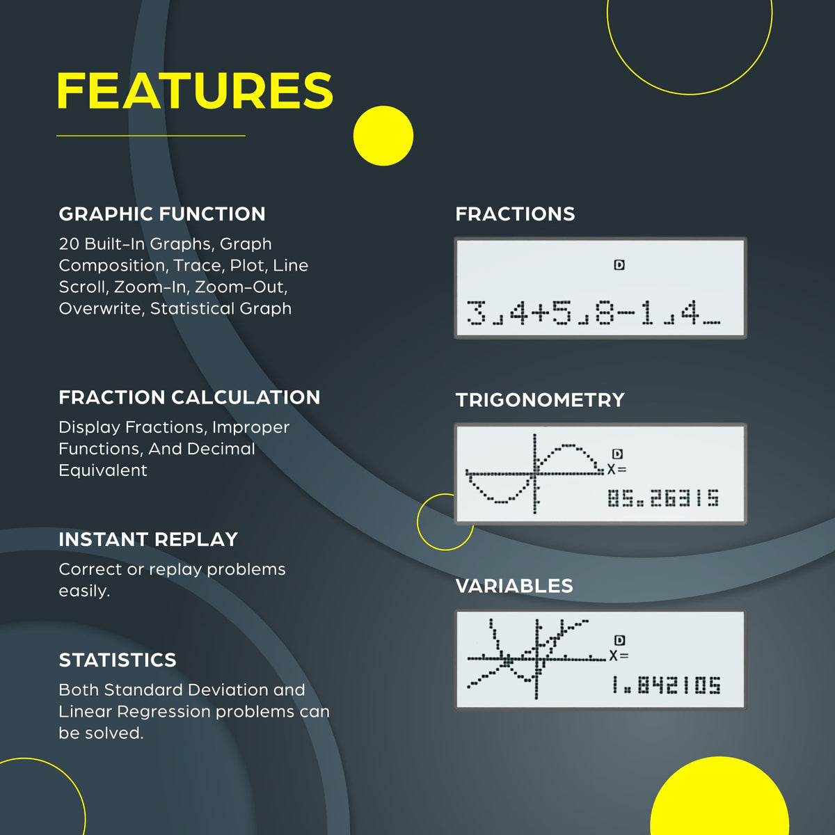 Calculadora Científica TOVO TS-259 Negra con Visualización Grande y Funciones Gráficas Avanzadas