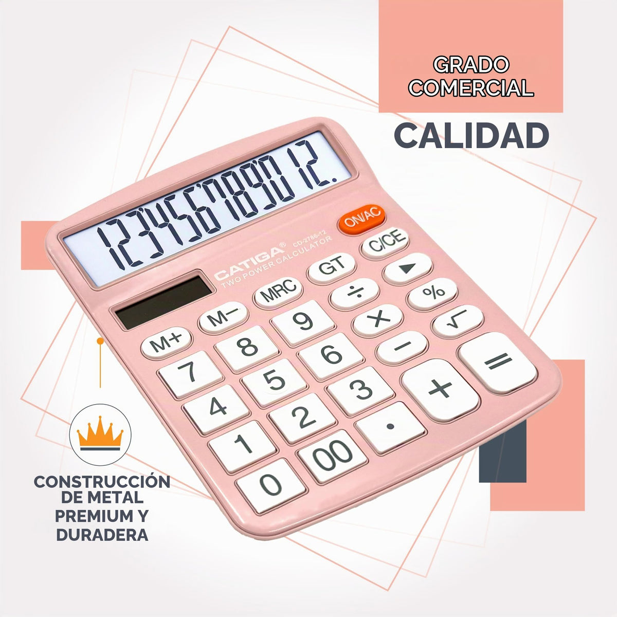 Calculadora de Escritorio CATIGA Azul Pantalla LCD Grande de 12 Dígitos para Oficina, Hogar y Escuela