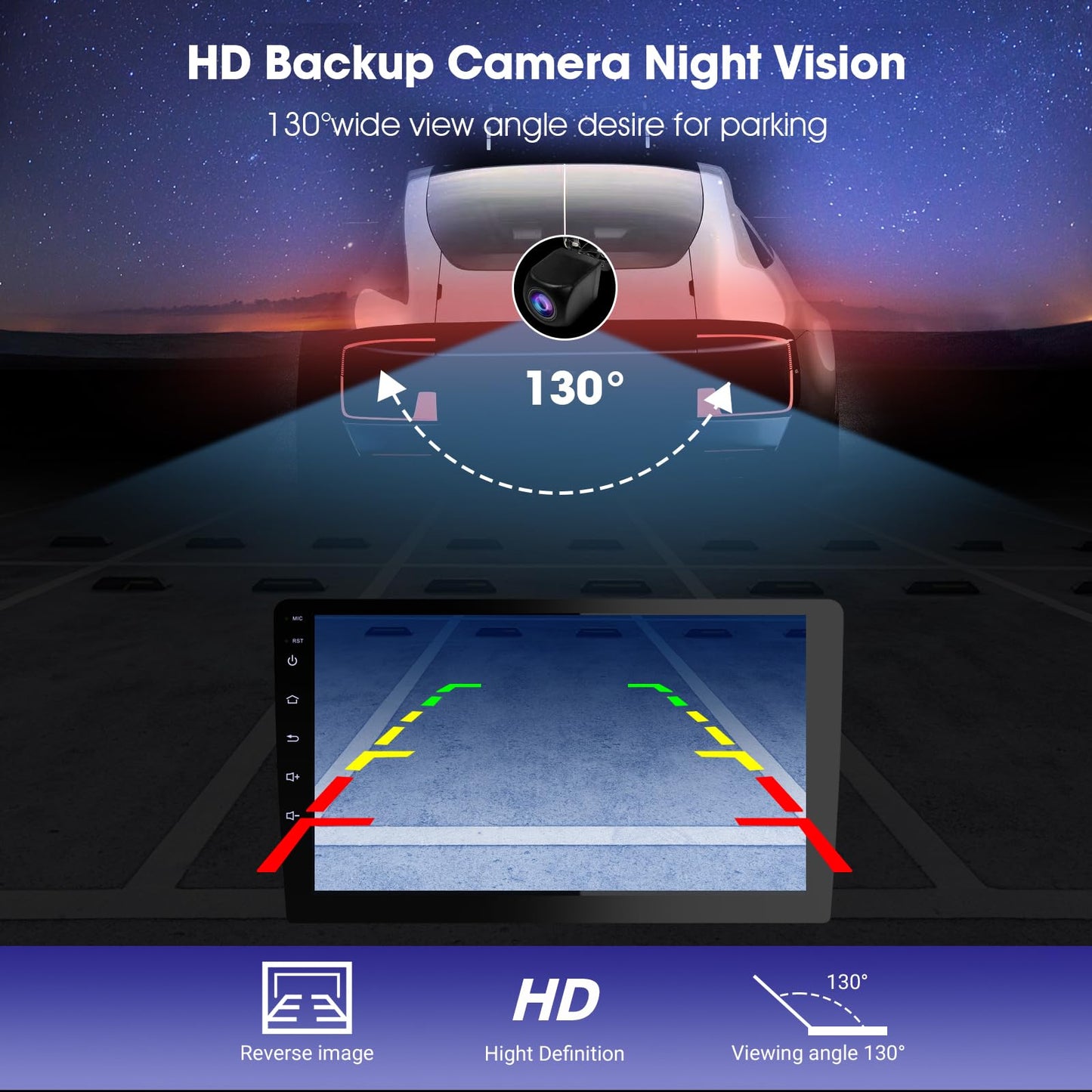 Visualización Inalámbrica Carplay 9 Pulgadas HD con Control de Voz y Cámara de Respaldo para Coche Estéreo