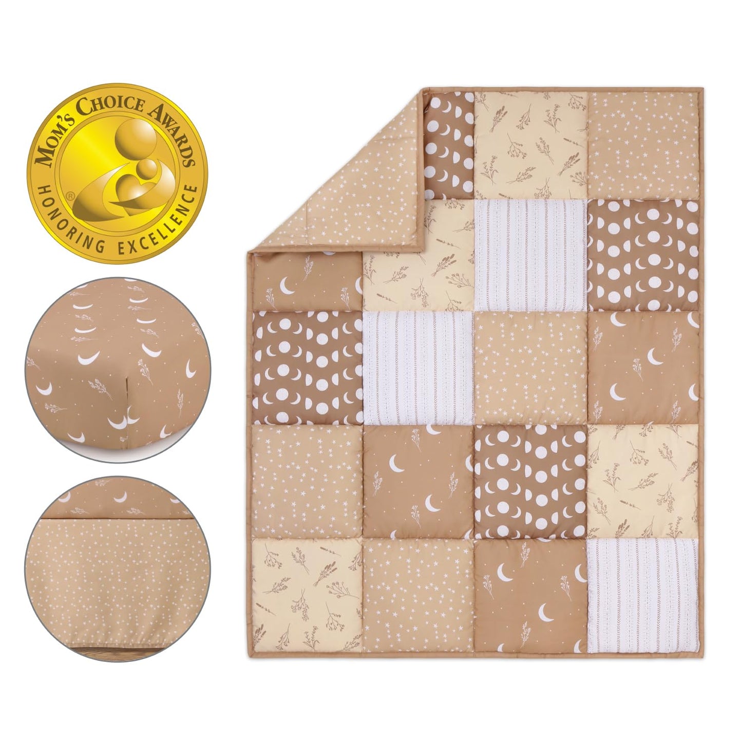 El juego de ropa de cama para cuna de 3 piezas The Peanutshell para niños y niñas - Decoración de cama de guardería para recién nacidos, bebés y niños pequeños con sábana ajustable para cuna, volante